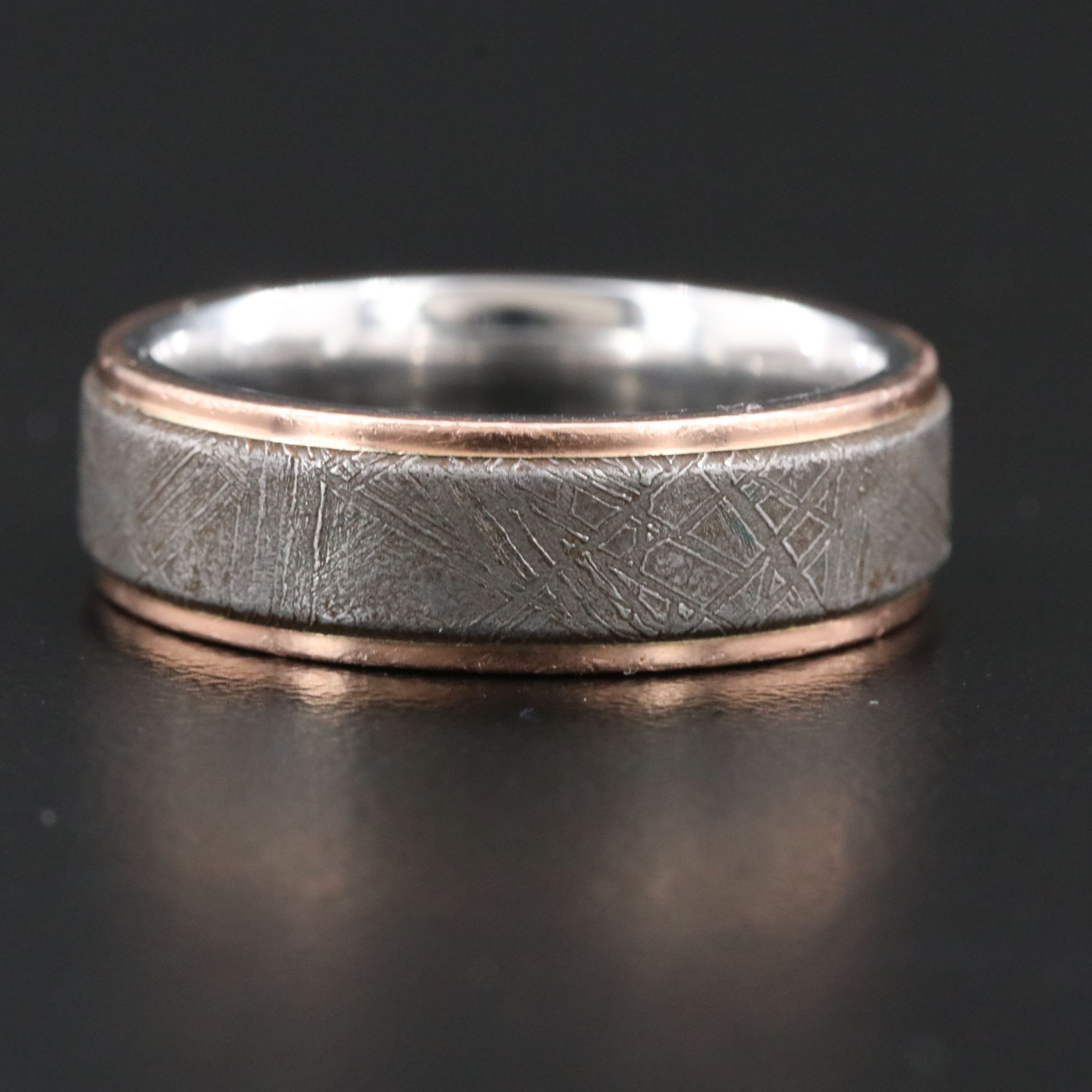 Lashbrook Cobalt and Meteorite Ring with 14K Rose Gold Trim