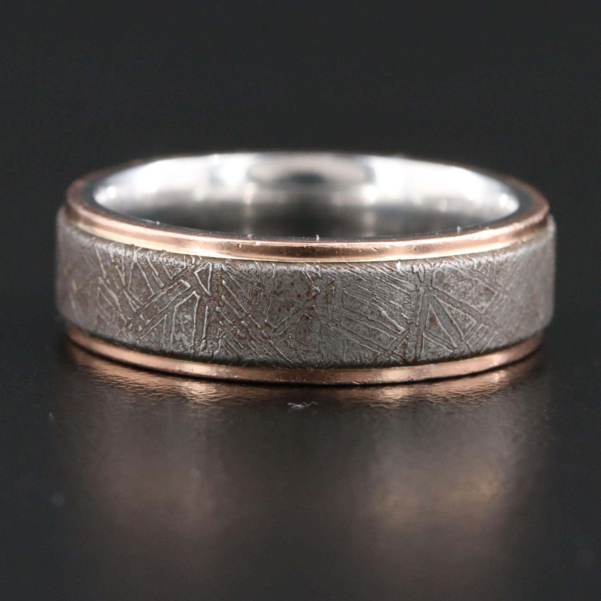 Lashbrook Cobalt and Meteorite Ring with 14K Rose Gold Trim