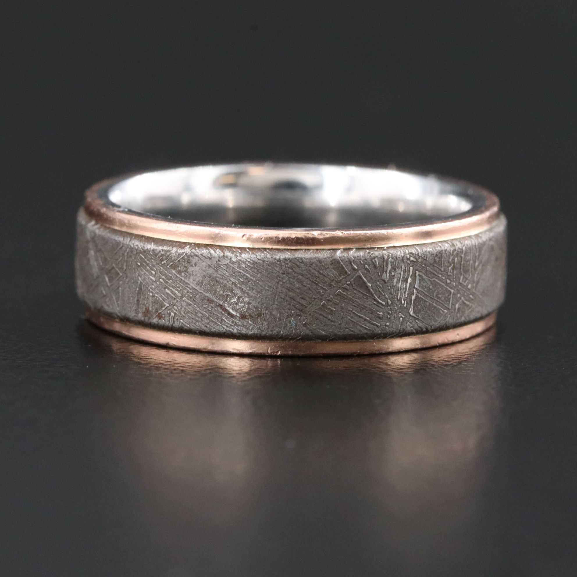 Lashbrook Cobalt and Meteorite Ring with 14K Rose Gold Trim