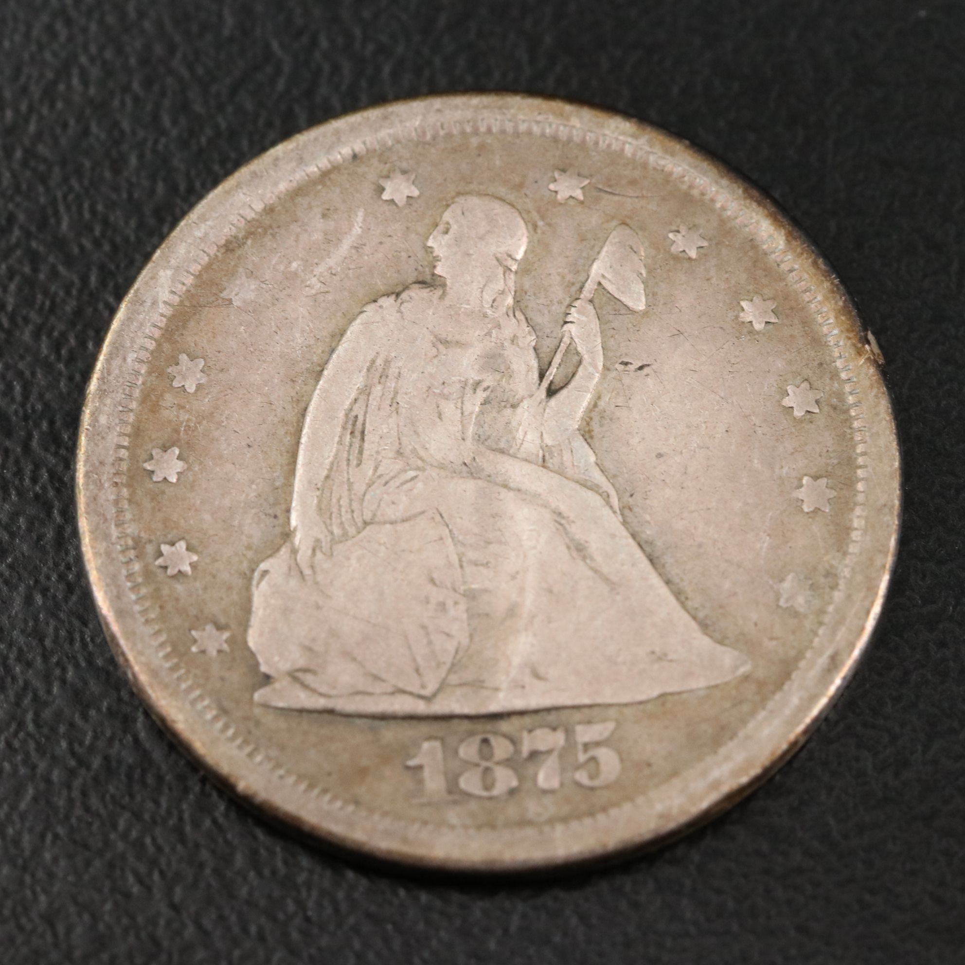 1875-S Seated Liberty Twenty Cent Silver Coin