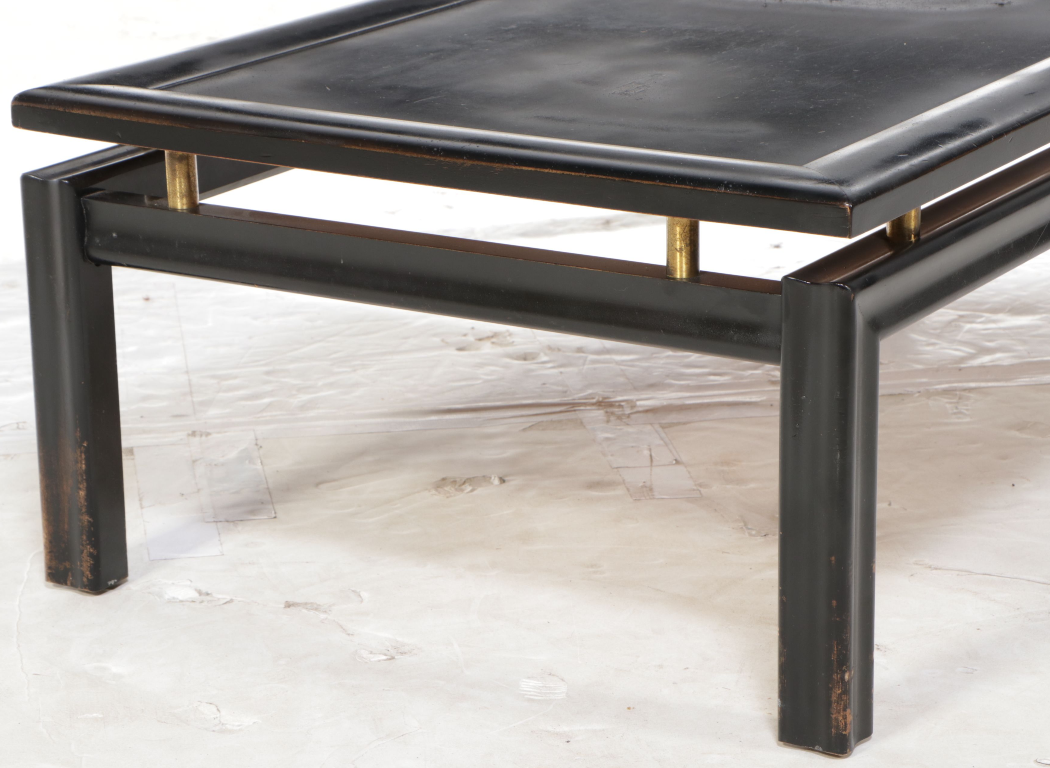 Mid-Century Modern Ebonized Wood Coffee Table with Atomic Ceramic Tiles