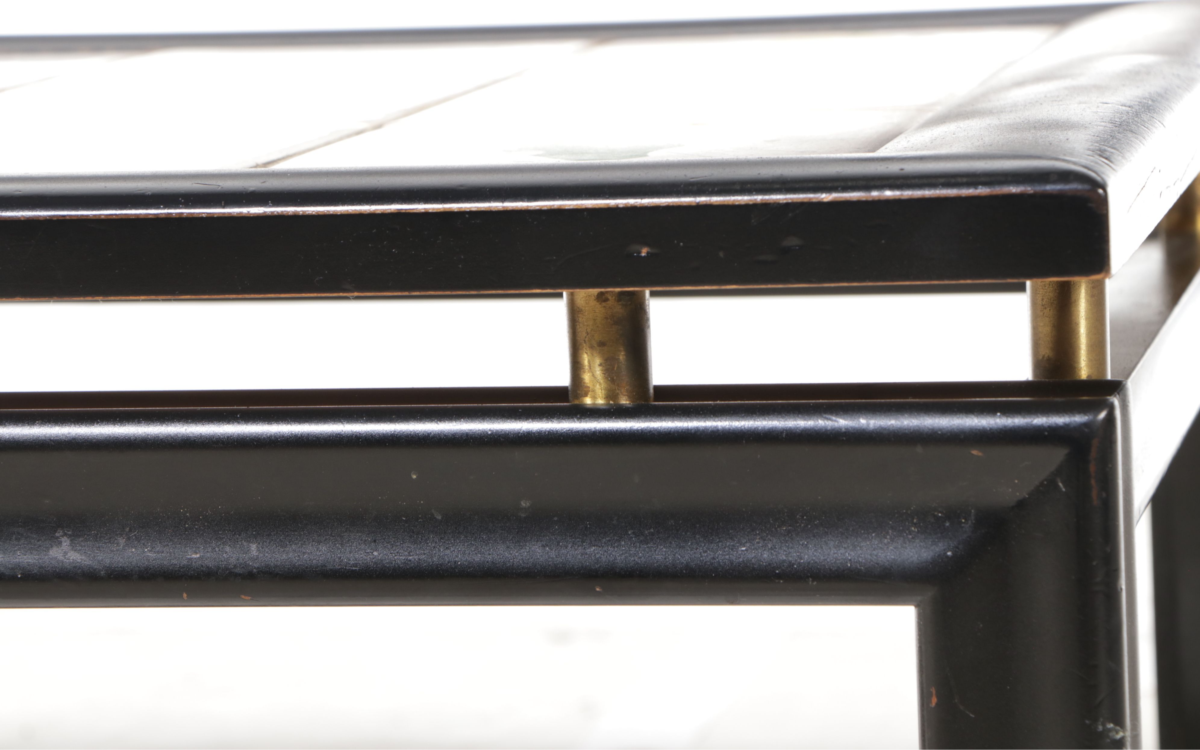 Mid-Century Modern Ebonized Wood Coffee Table with Atomic Ceramic Tiles