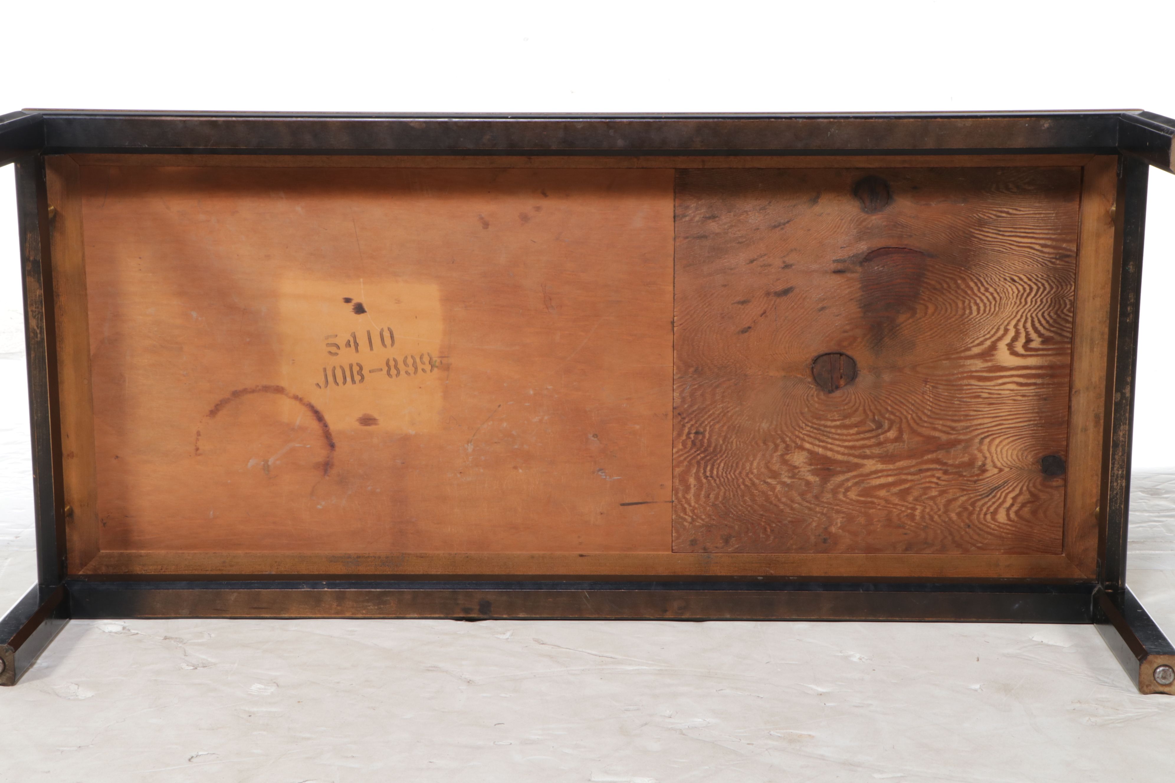 Mid-Century Modern Ebonized Wood Coffee Table with Atomic Ceramic Tiles