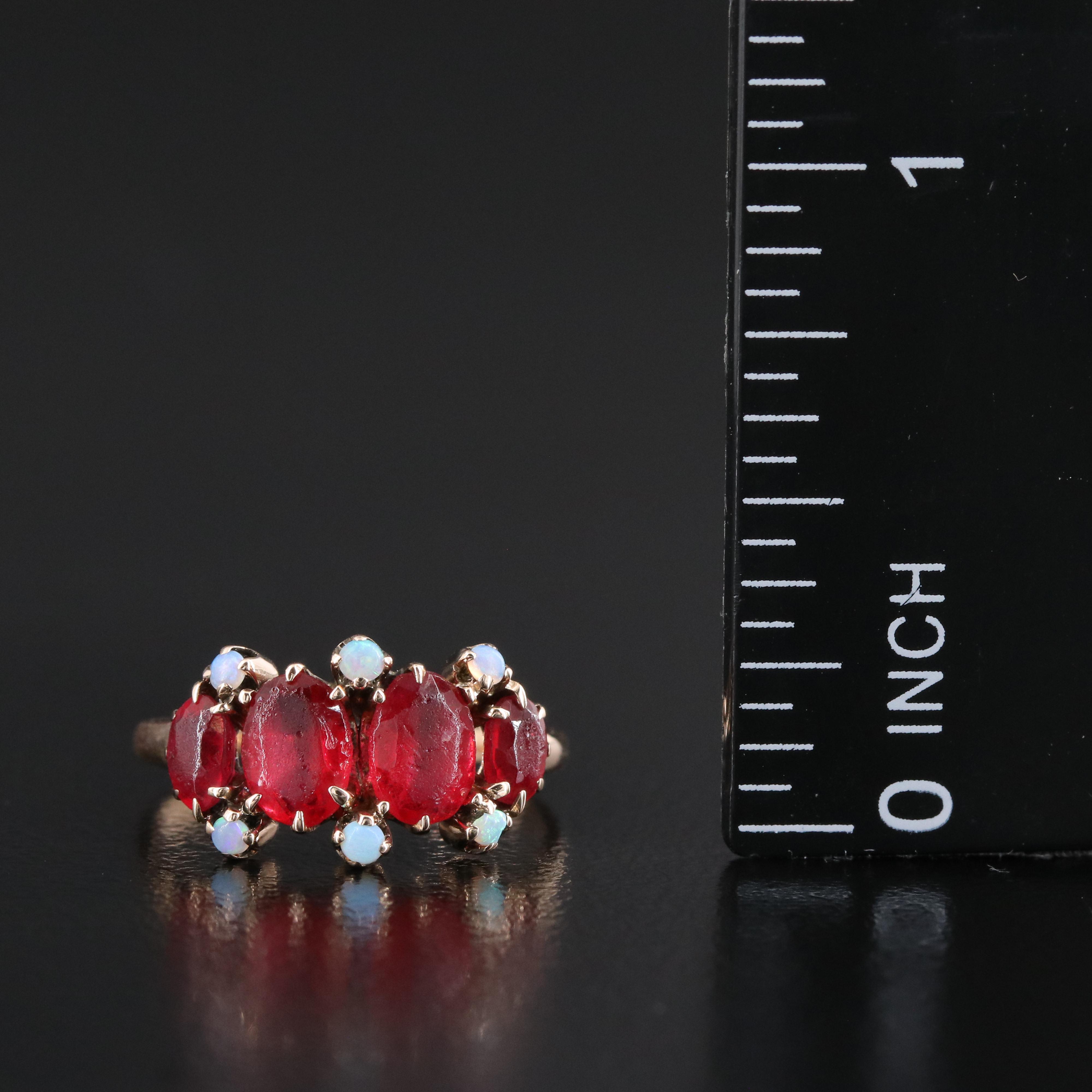 Victorian 10K Rose Gold Opal and Faux Gemstone Ring