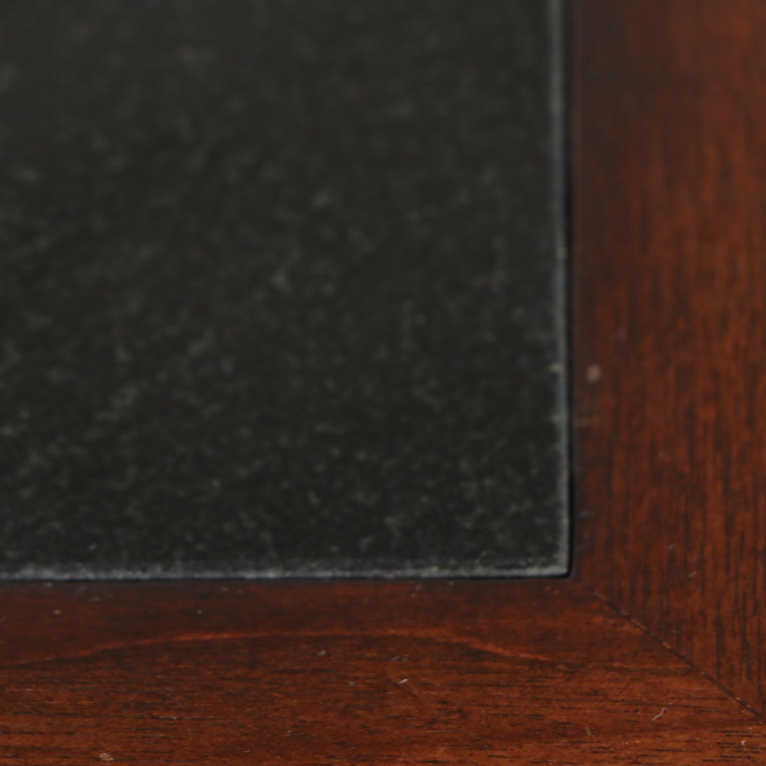 Pair of Marble Top Burl Wood Nightstands