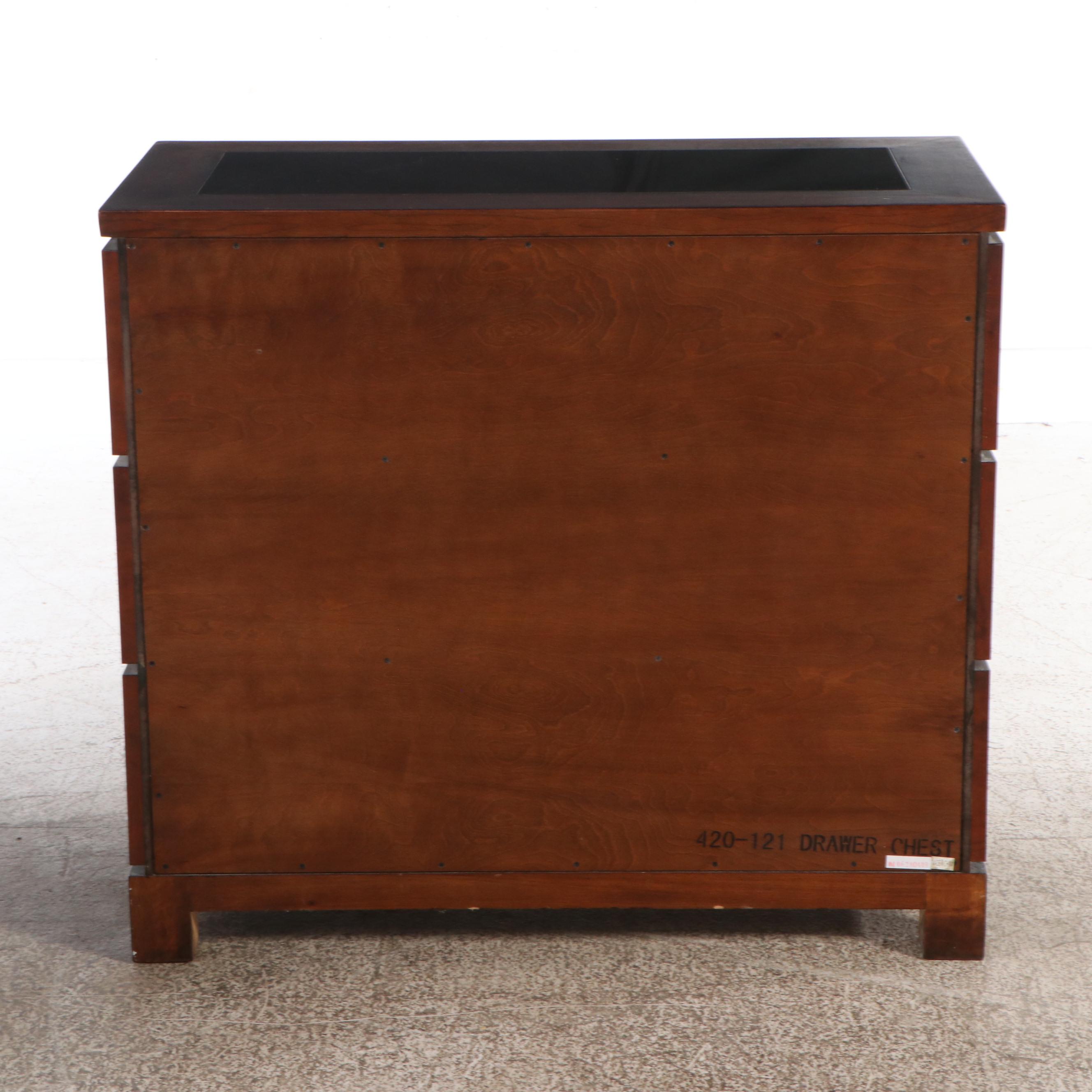 Pair of Marble Top Burl Wood Nightstands