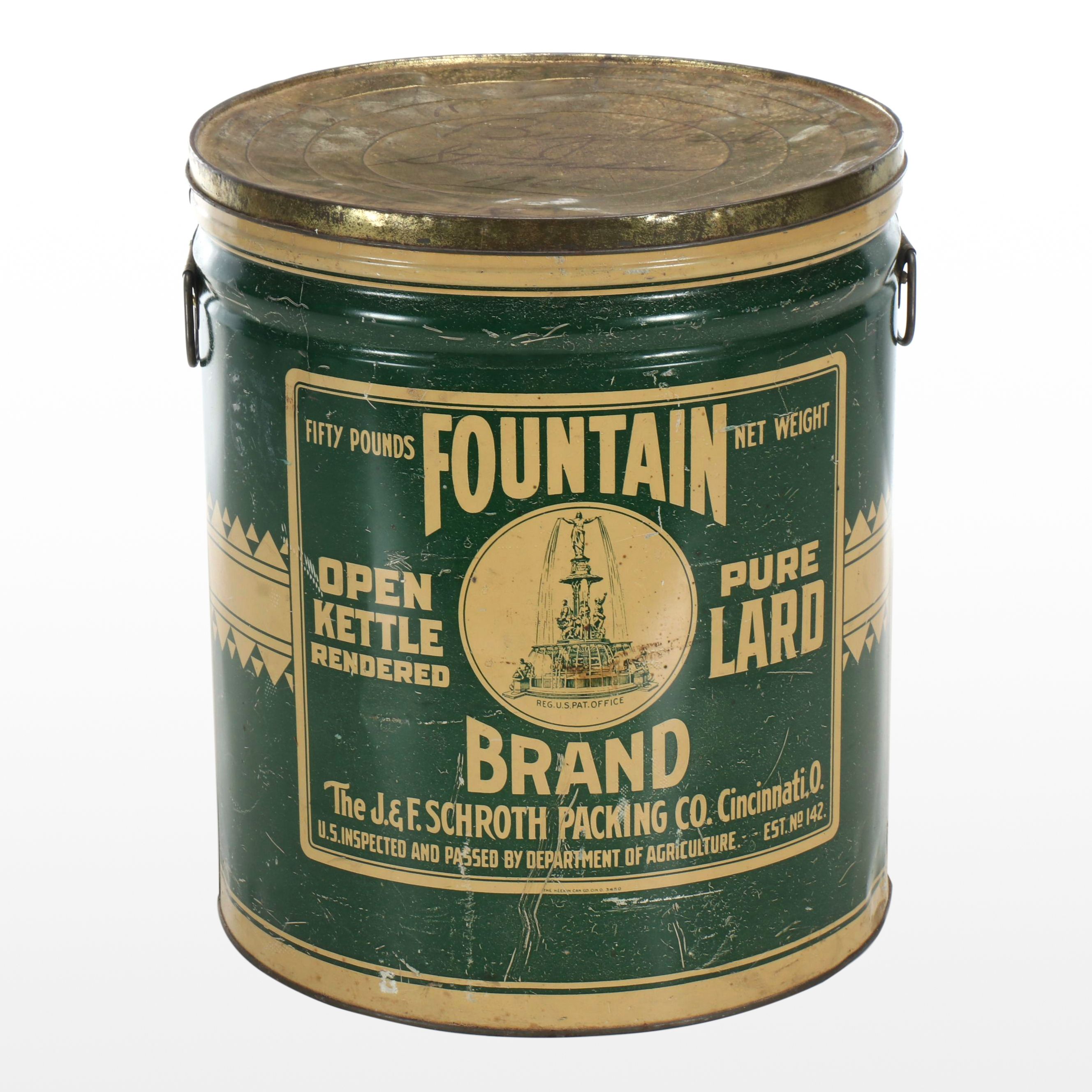 Fountain Brand 50 Lbs Pure Lard Tin