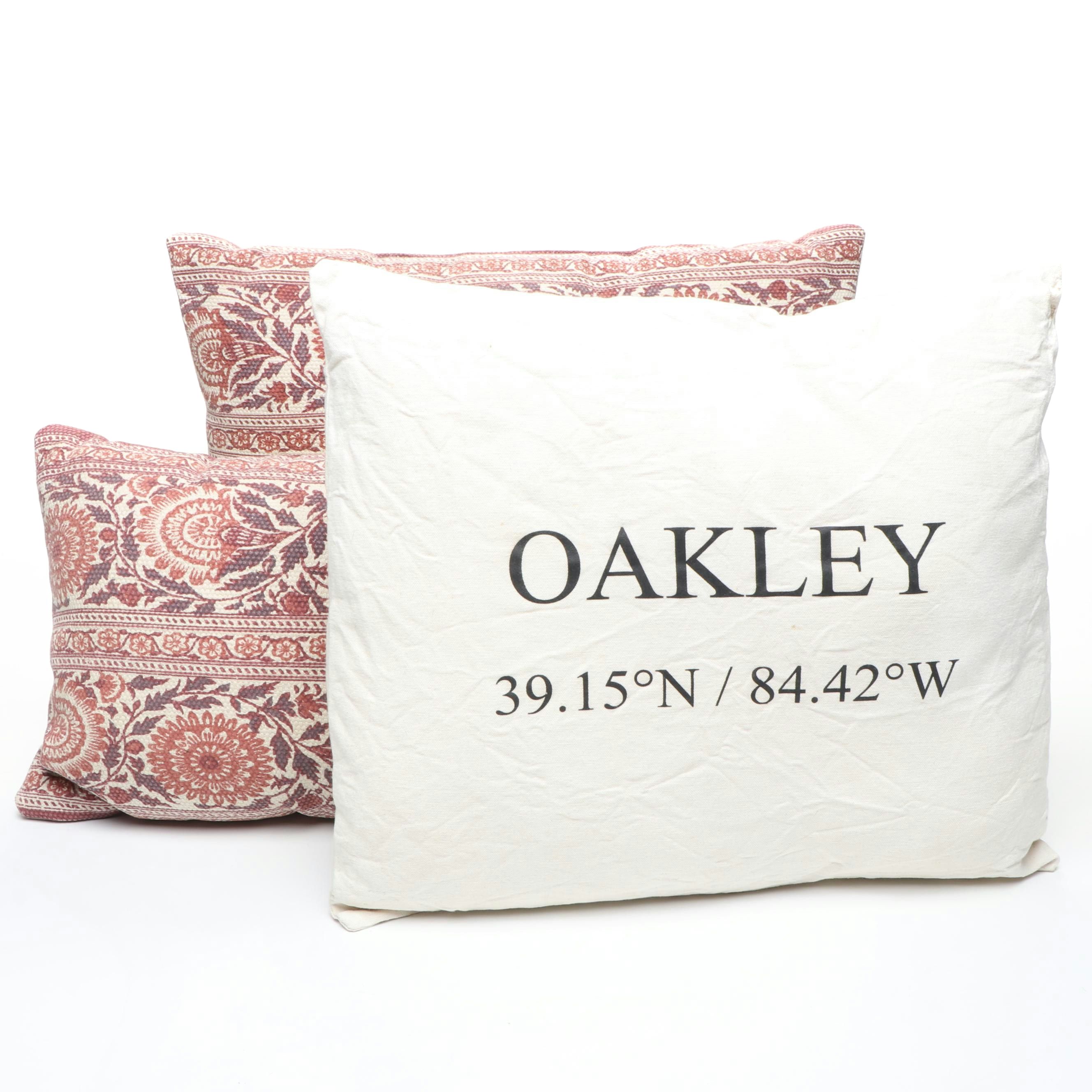 Elm & Iron "Oakley" Throw Pillow with Other Red Floral Accent Pillows
