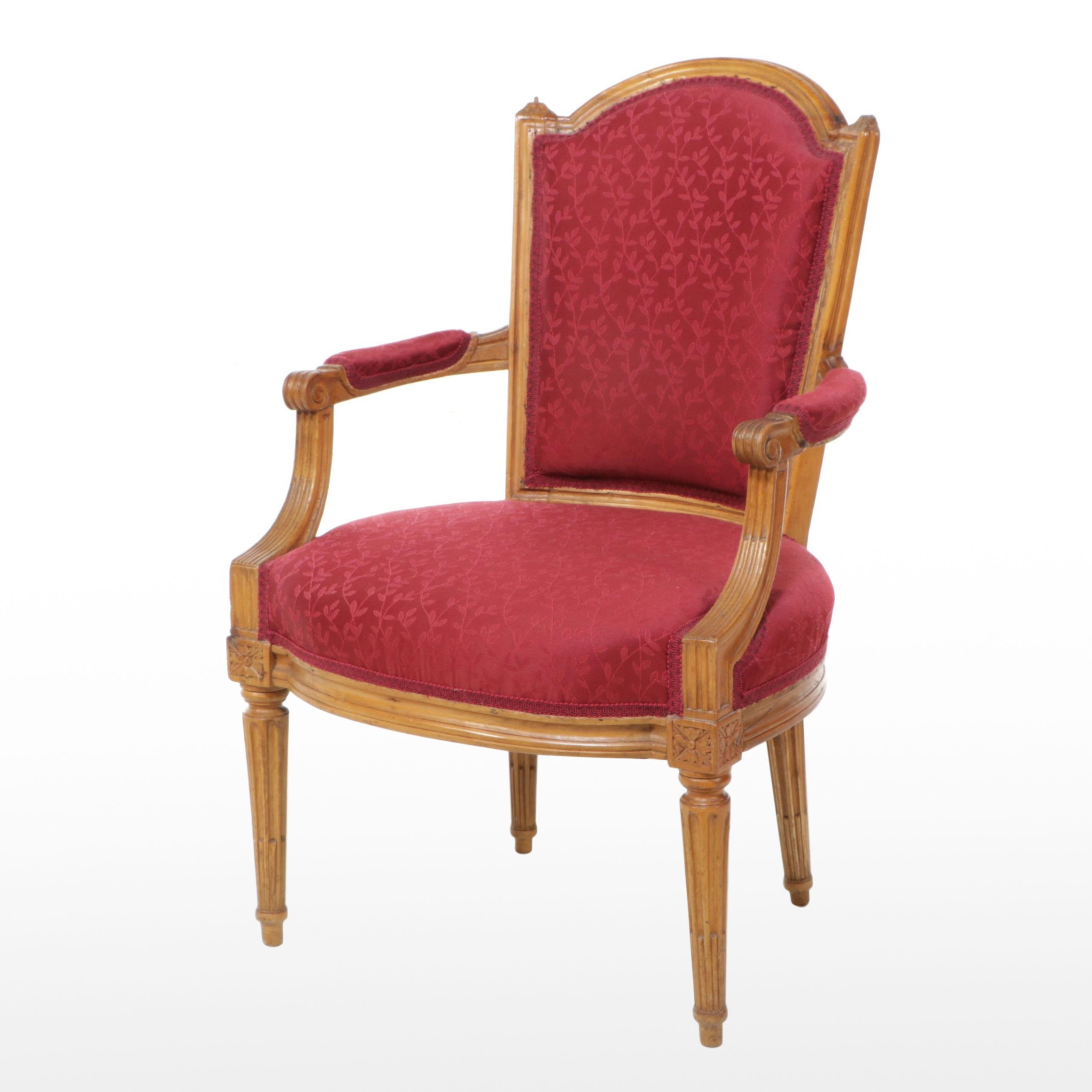 Louis XVI Style Foliate Upholstered Fauteuil