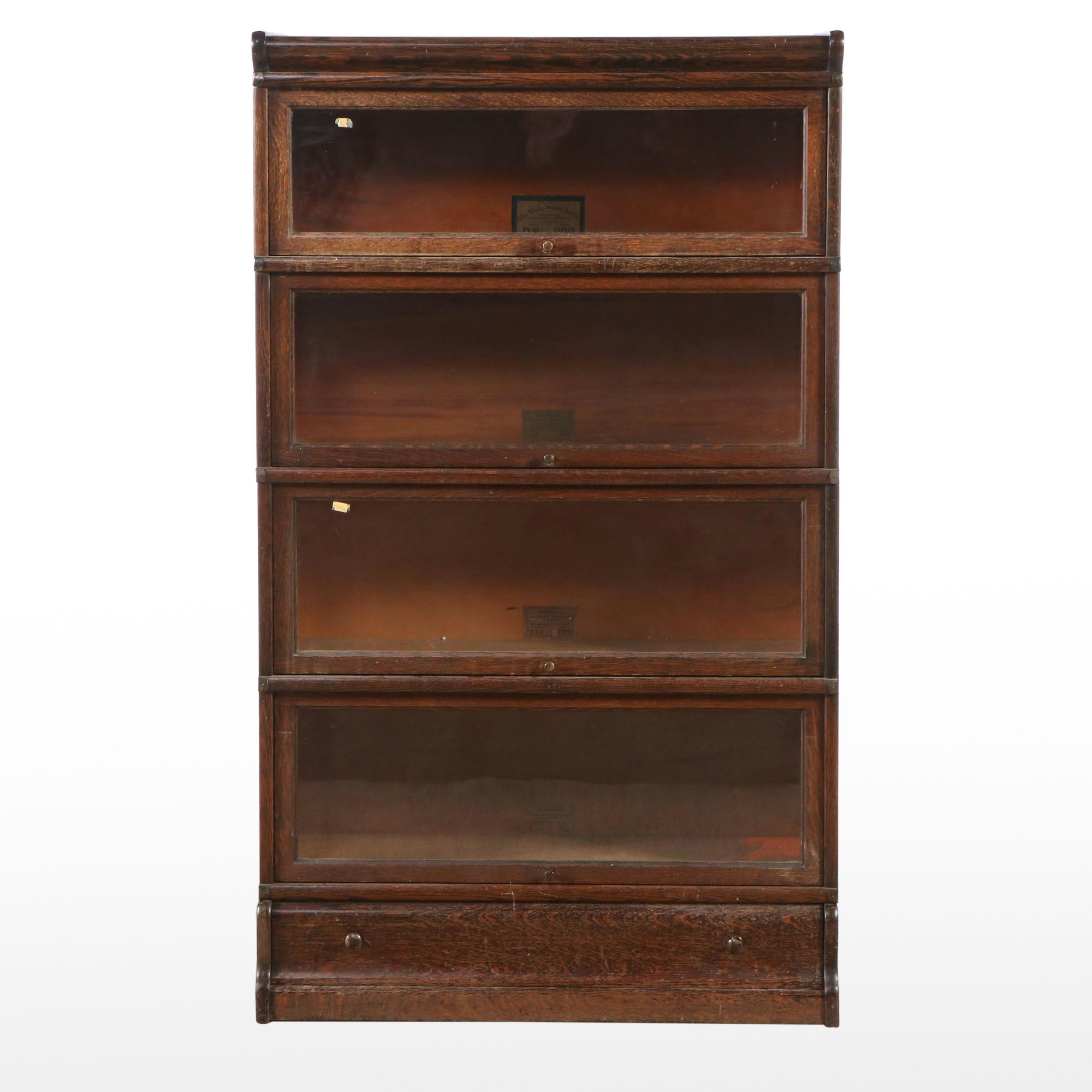 Globe-Wernicke Oak Four-Shelf Barrister's Bookcase, Early 20th Century