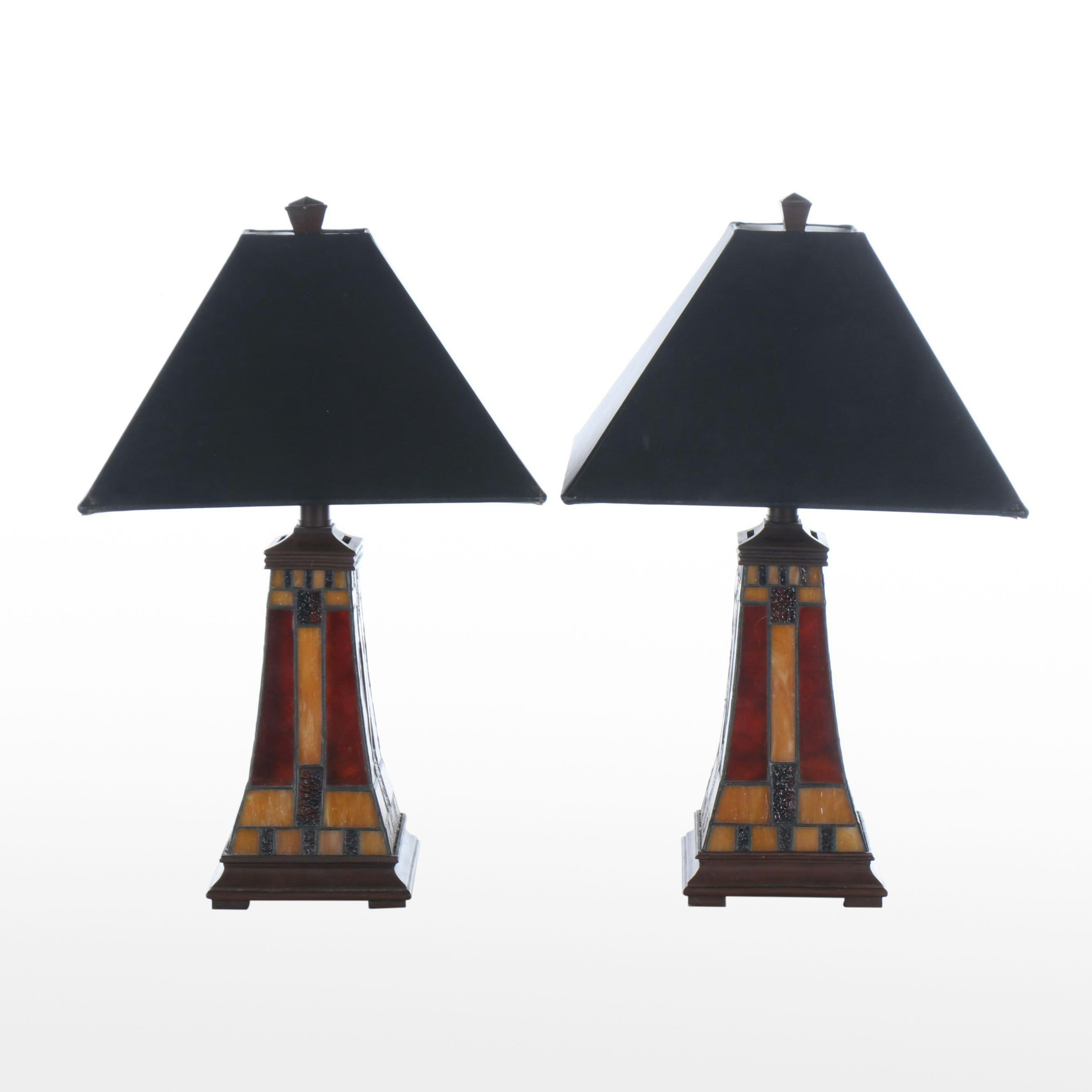 Art Nouveau Style Plastic Table Lamp with Black Fabric Shade