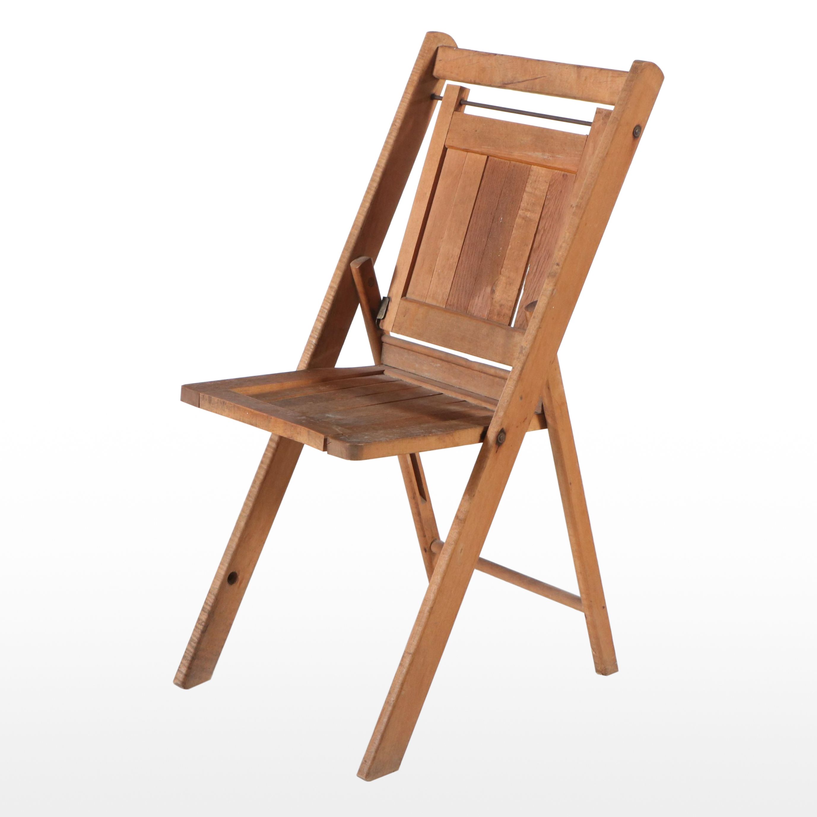 Vintage Slat Back Wooden Folding Chair