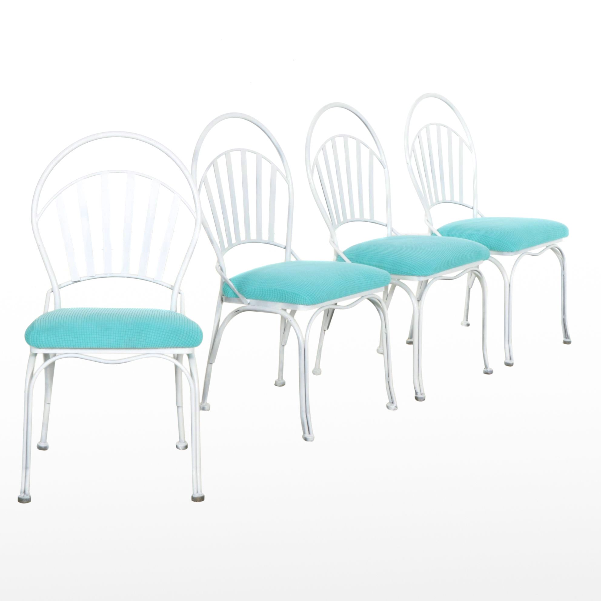Four Painted Metal Patio Dining Chairs, Late 20th Century