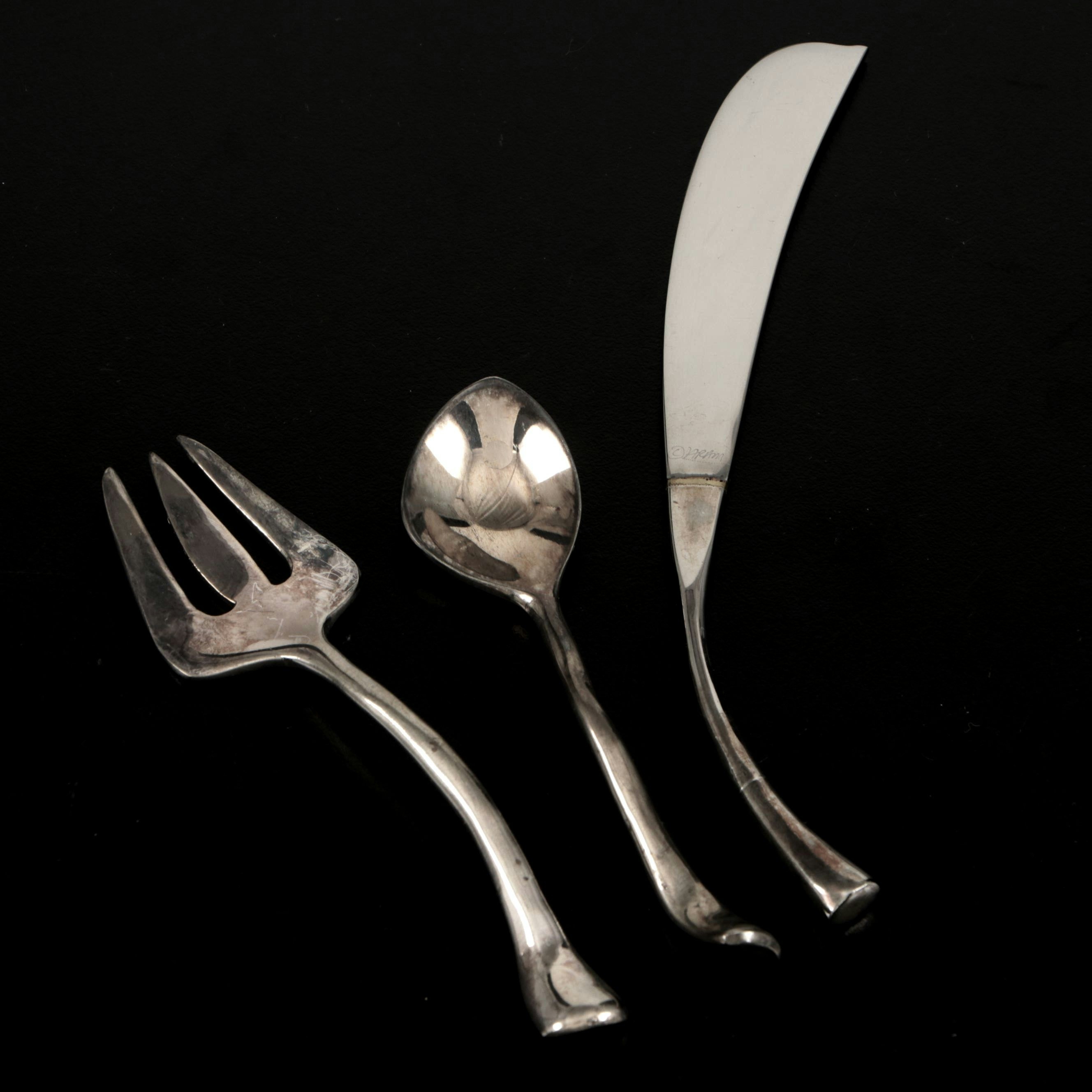 Micheal Aram Silver Plate "Foliage" Condiment Set