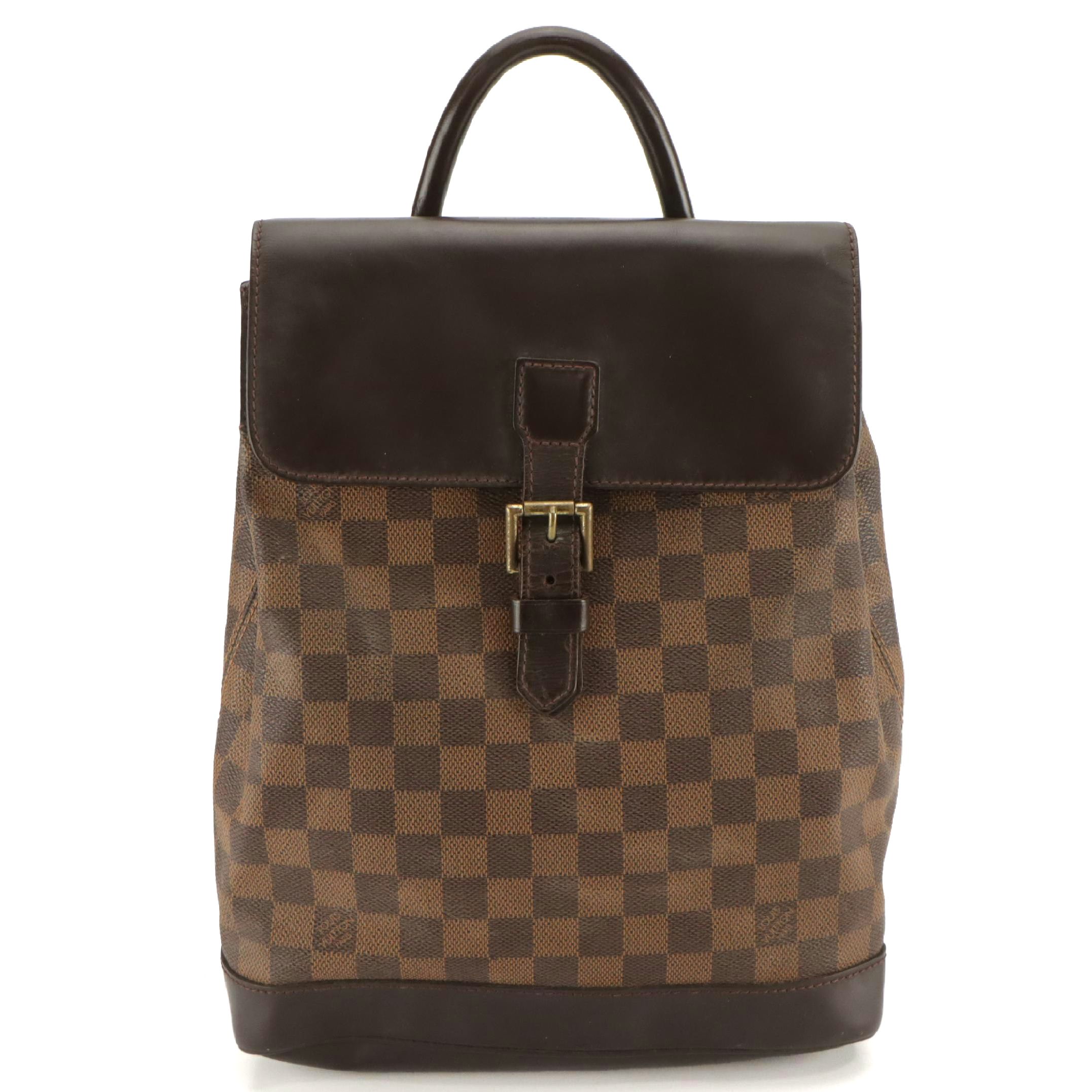 Louis Vuitton Soho Backpack Bag in Damier Ebene Canvas and Leather Trim