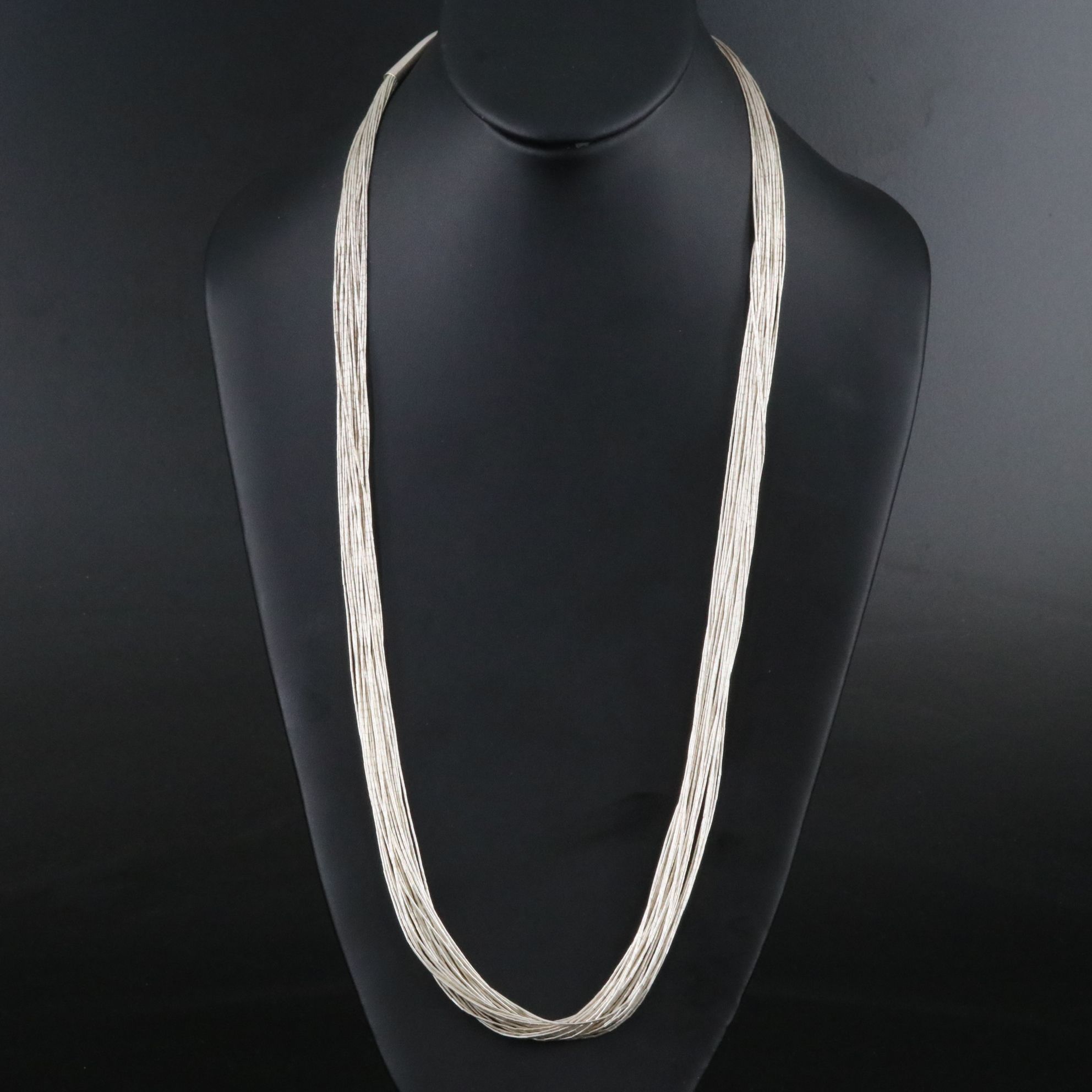 Sterling Thirty-Strand Liquid Silver Necklace