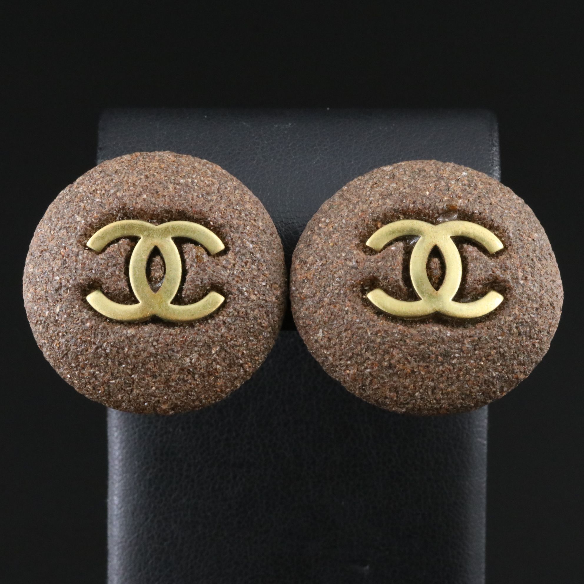 Chanel CC Logo Textured Clip Earrings