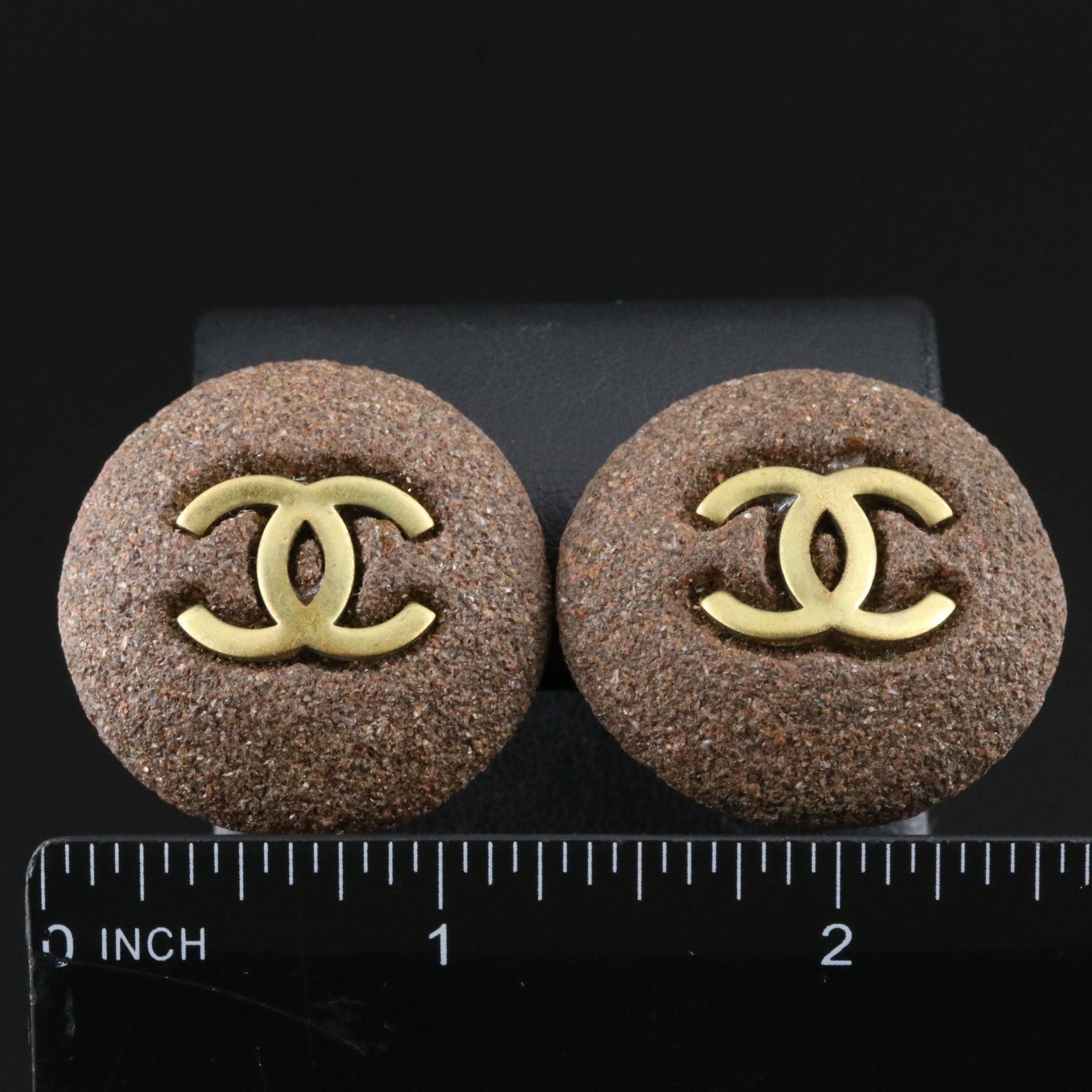 Chanel CC Logo Textured Clip Earrings
