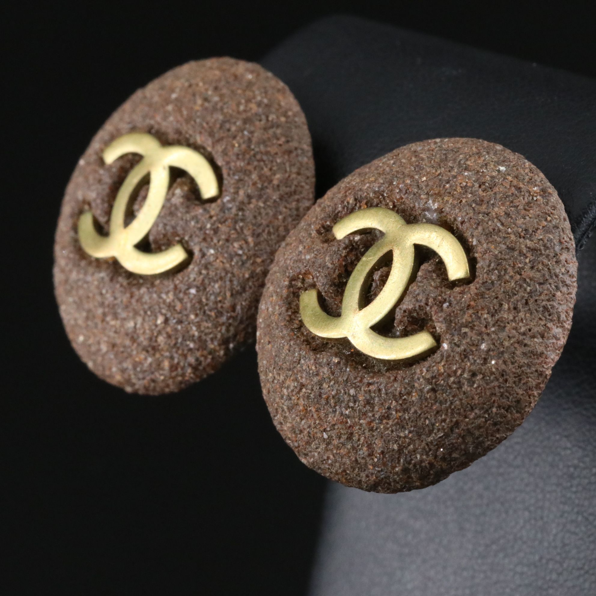 Chanel CC Logo Textured Clip Earrings