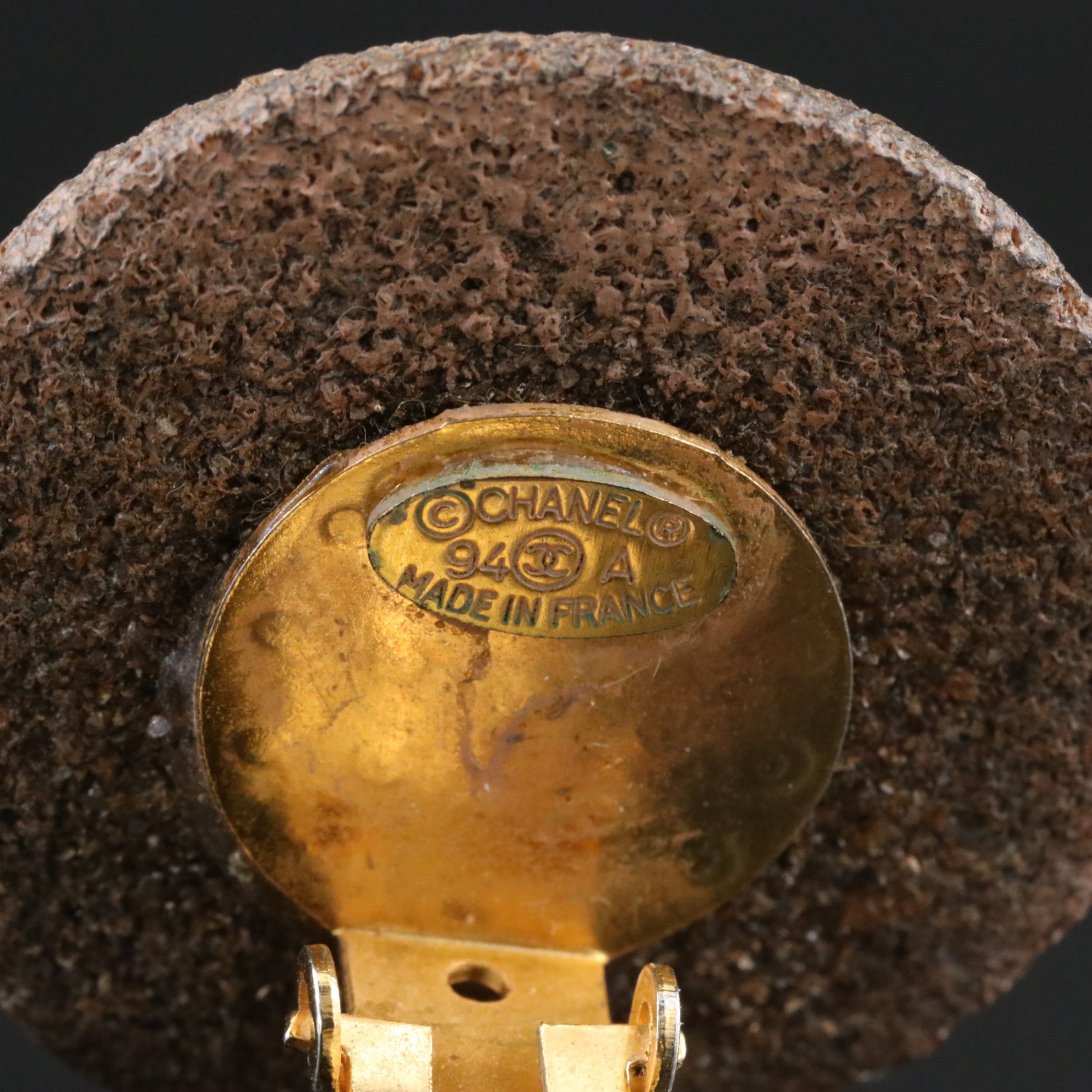 Chanel CC Logo Textured Clip Earrings