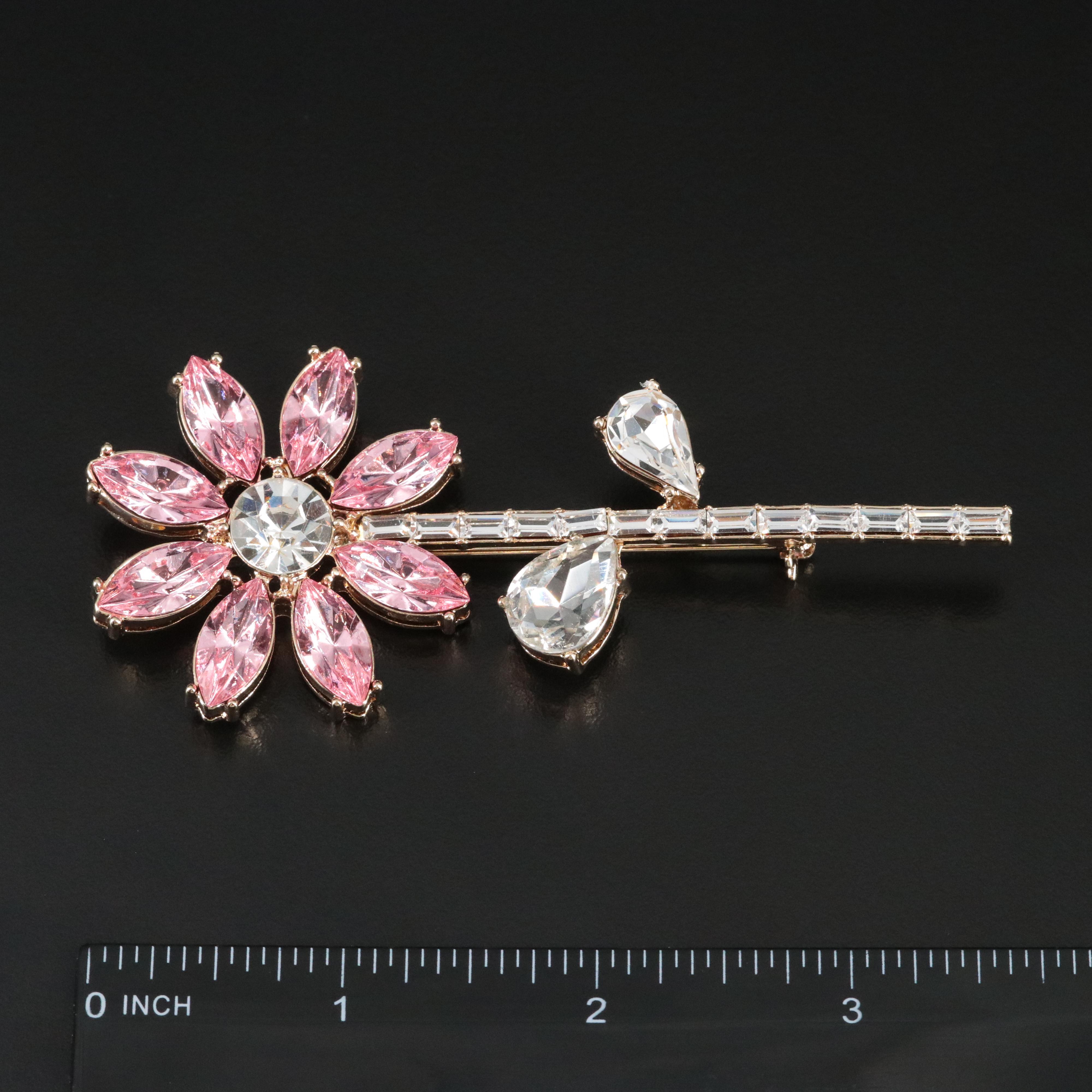 Rhinestone Flower Brooch