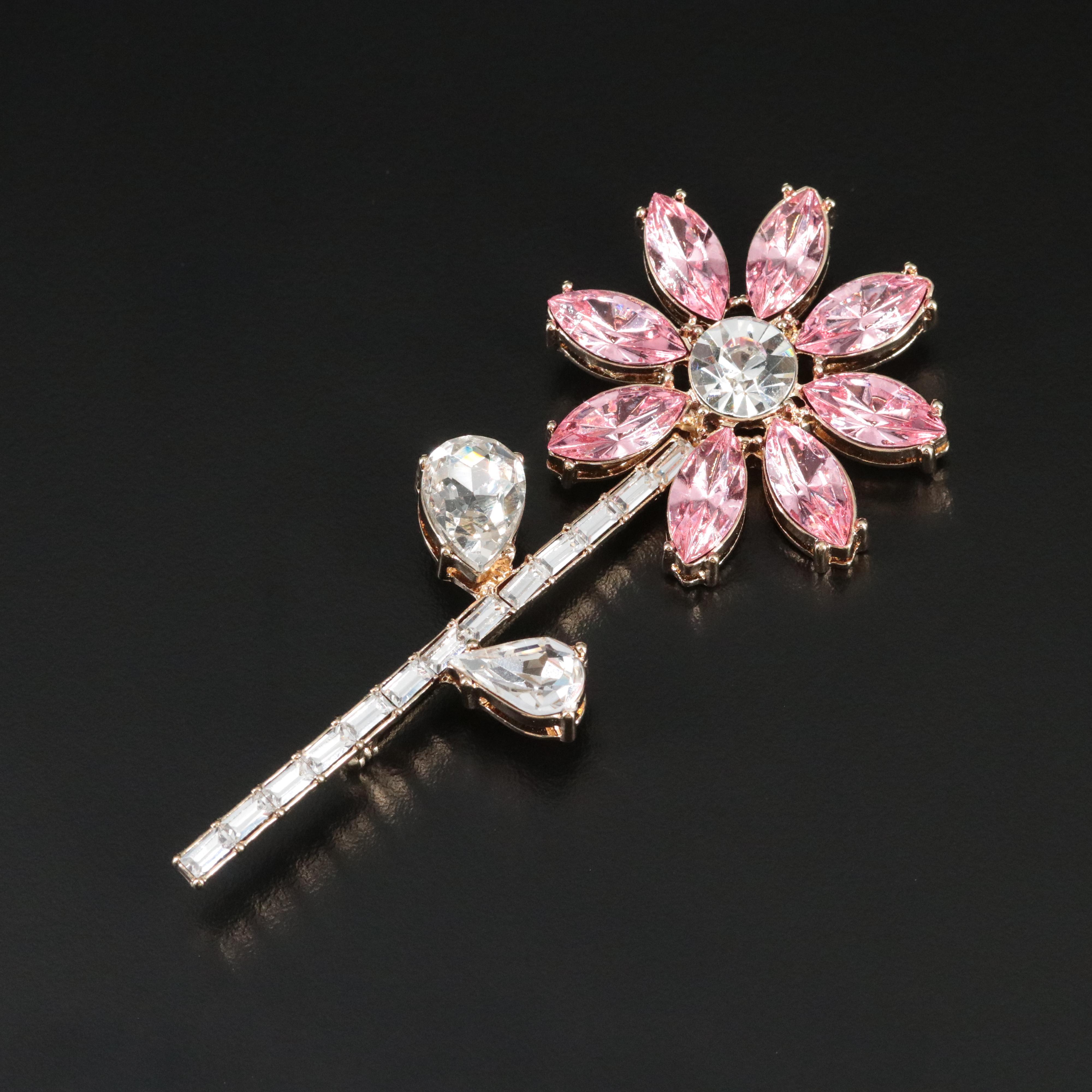 Rhinestone Flower Brooch