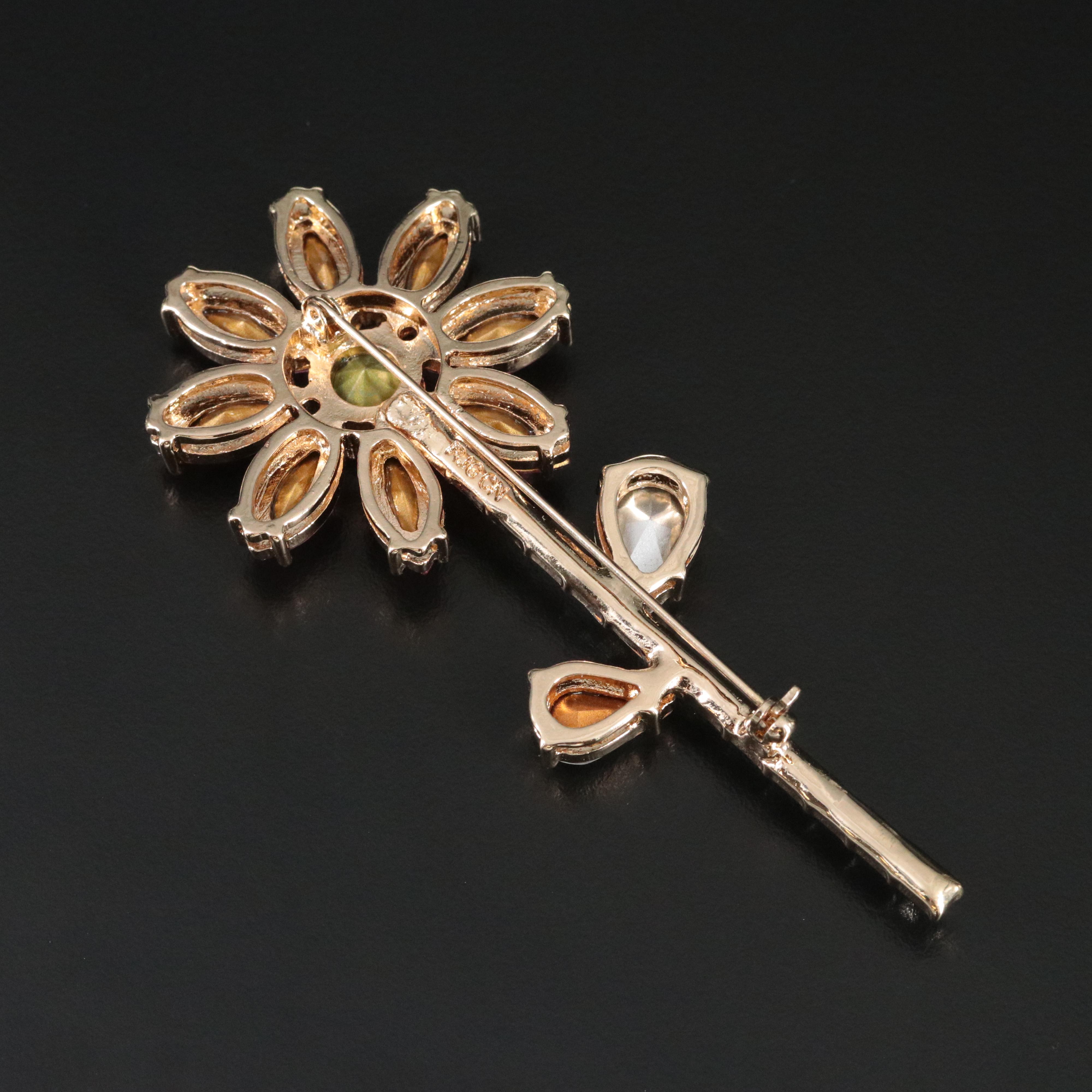 Rhinestone Flower Brooch