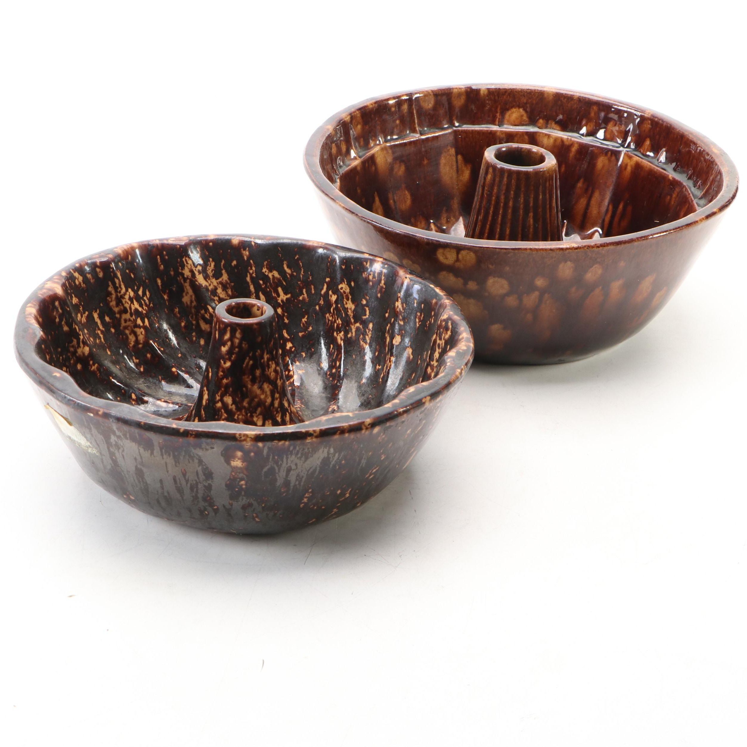 Bennington Rockingham Glazed Stoneware Bundt Cake Molds, 19th Century