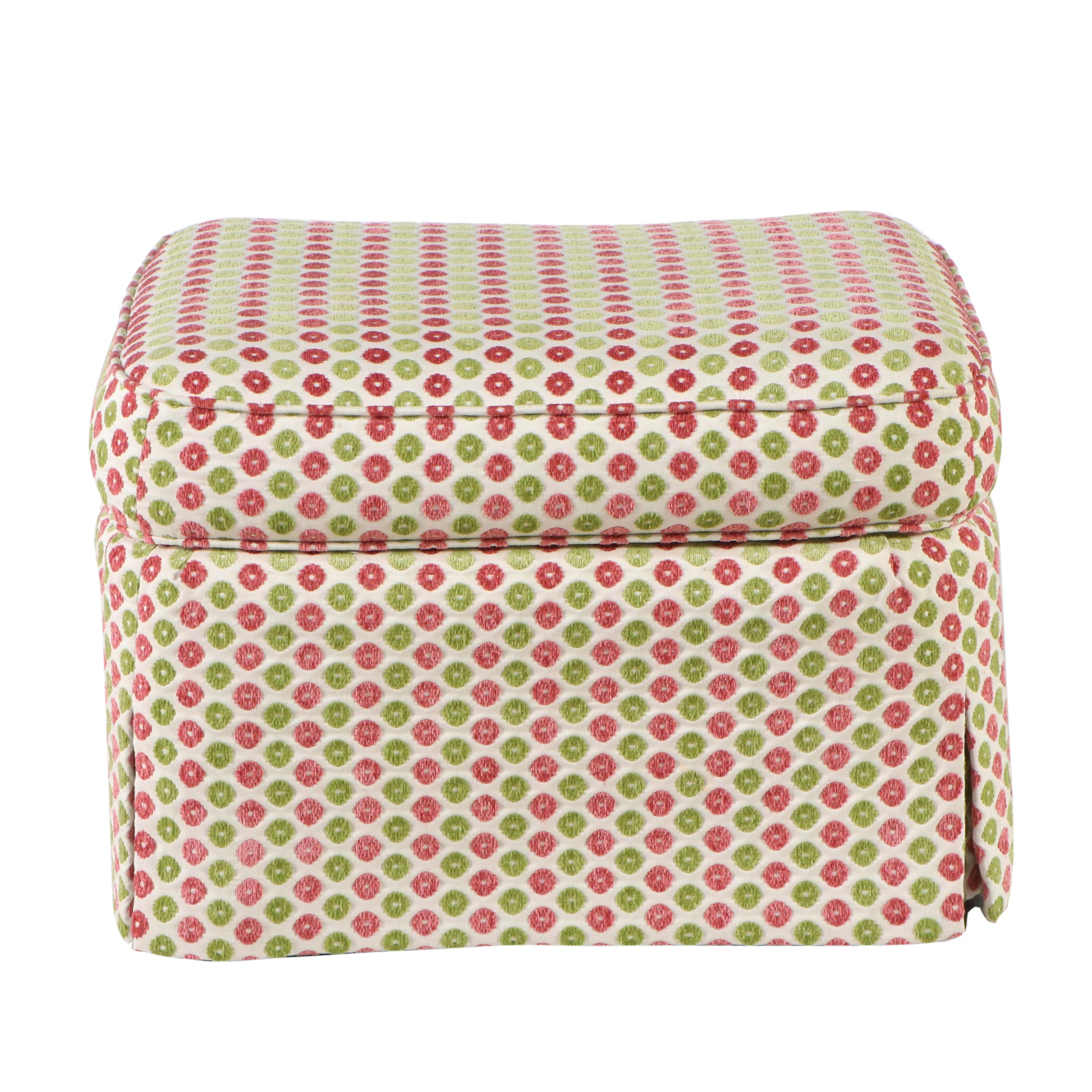Chenille Upholstered and Skirted Ottoman