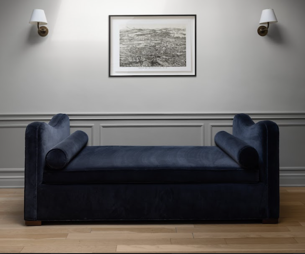 Jake Arnold Collection Jean Royère Style Cotton Velvet Upholstered Daybed