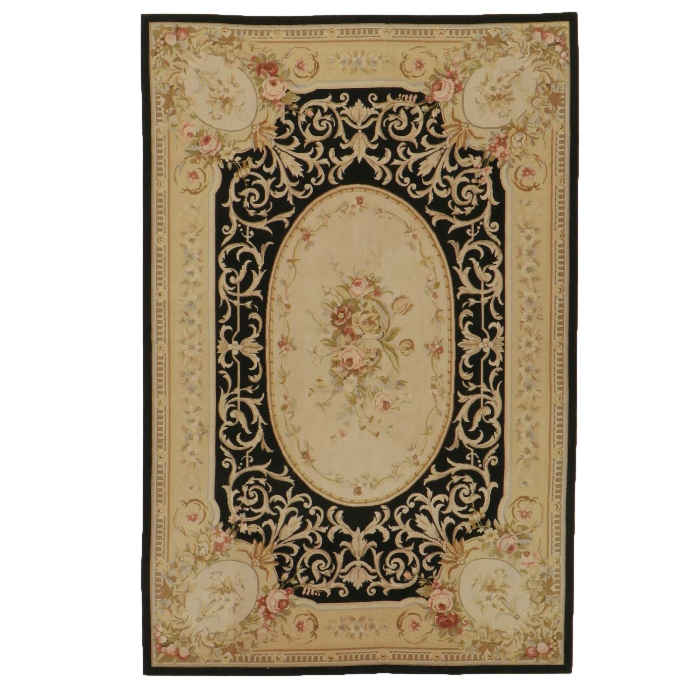 5'9 x 8'8 Handmade Sino-French Aubusson Needlepoint Area Rug