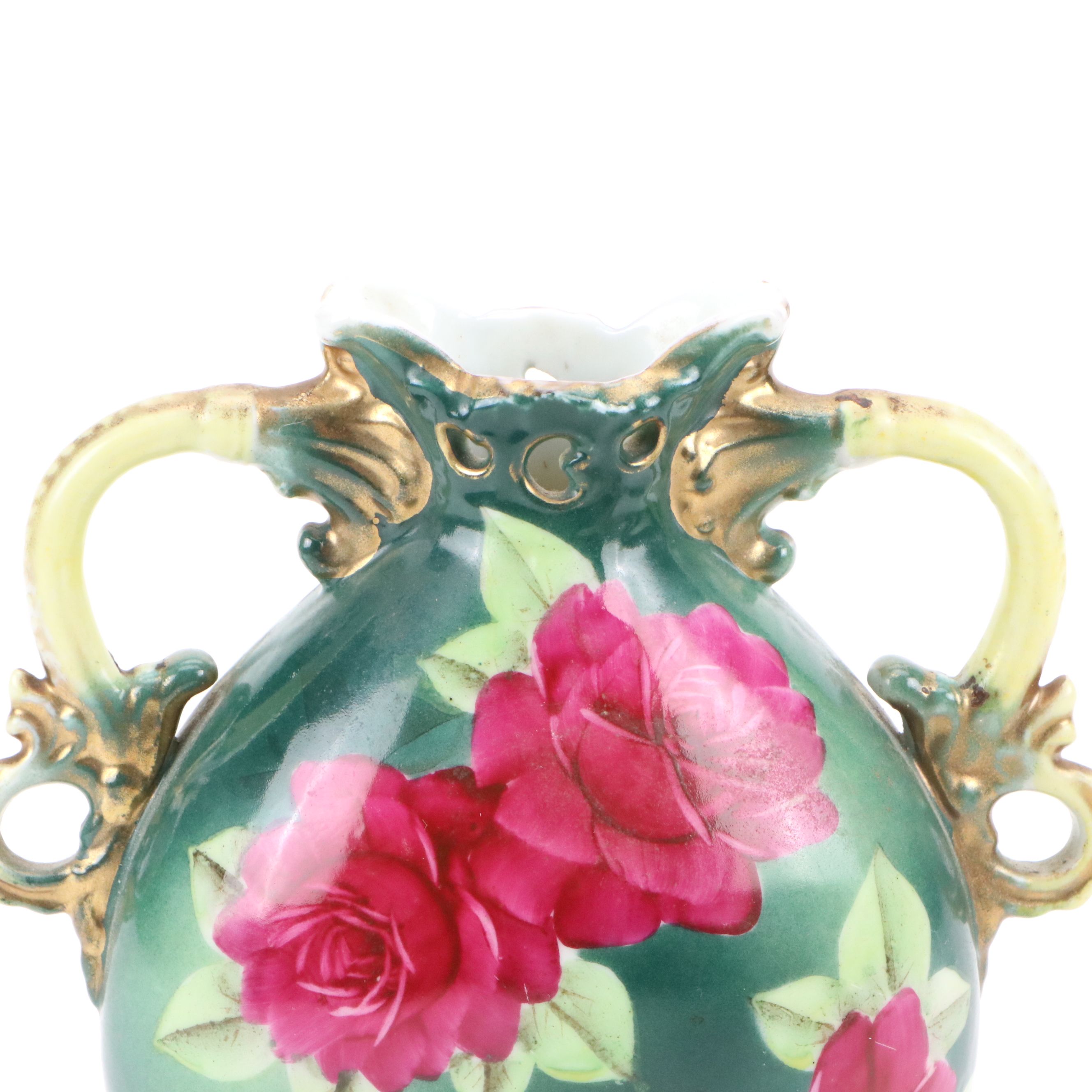 Japanese Victorian Style Porcelain Pillow Vase, Early to Mid-20th Century