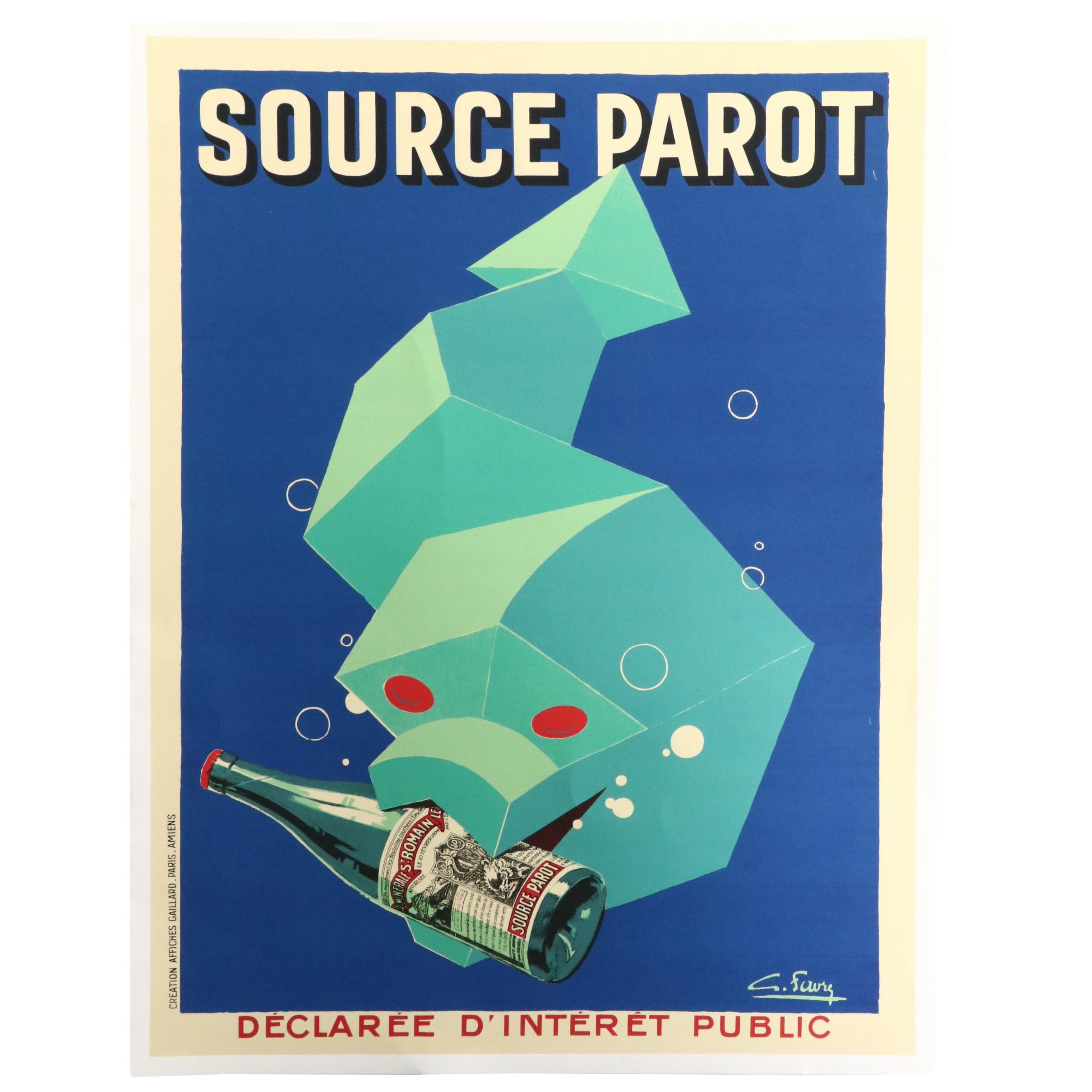 "Source Parot" Serigraph Reproduction Poster After Georges Favre