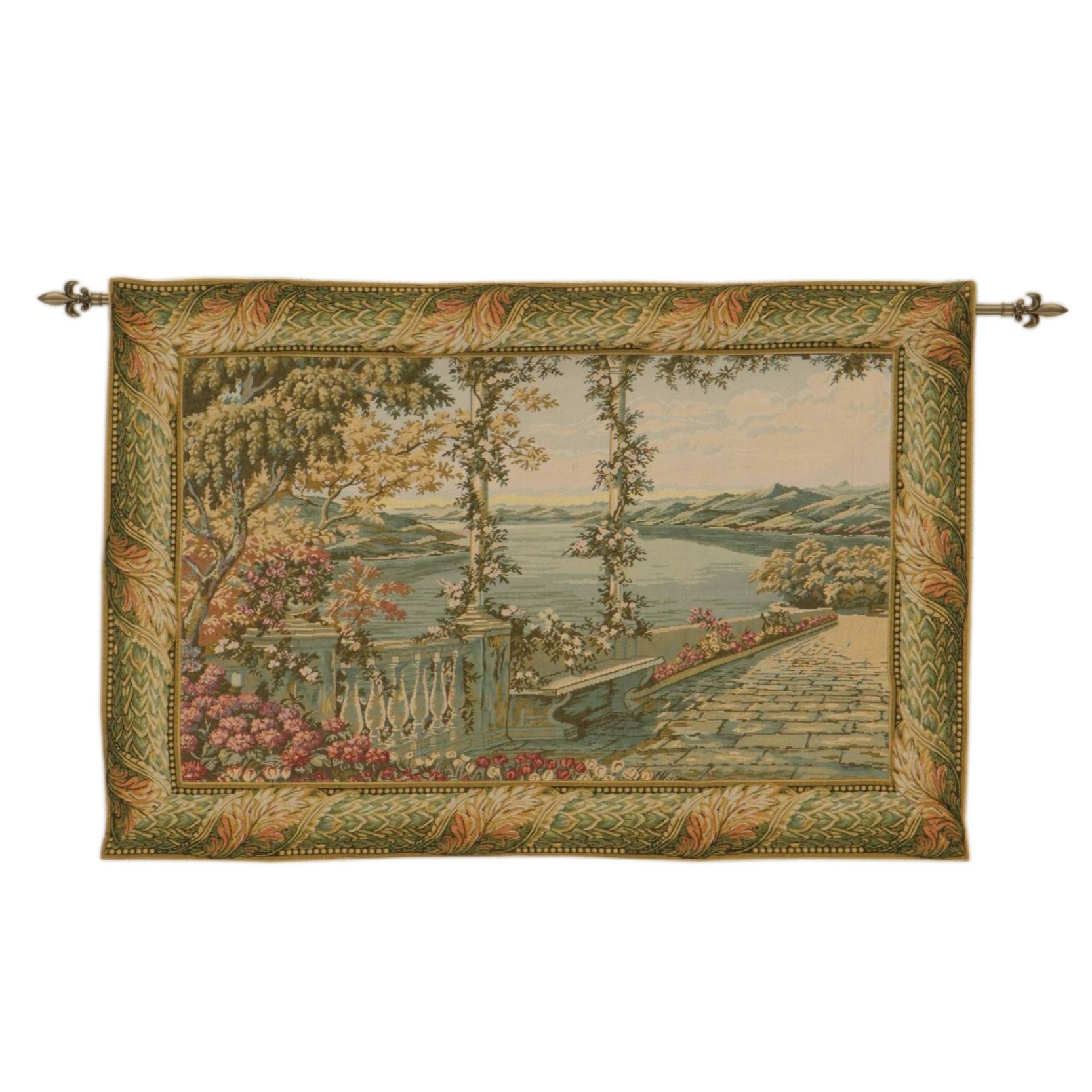Machine Made French Style Floral Tapestry, Late 20th Century