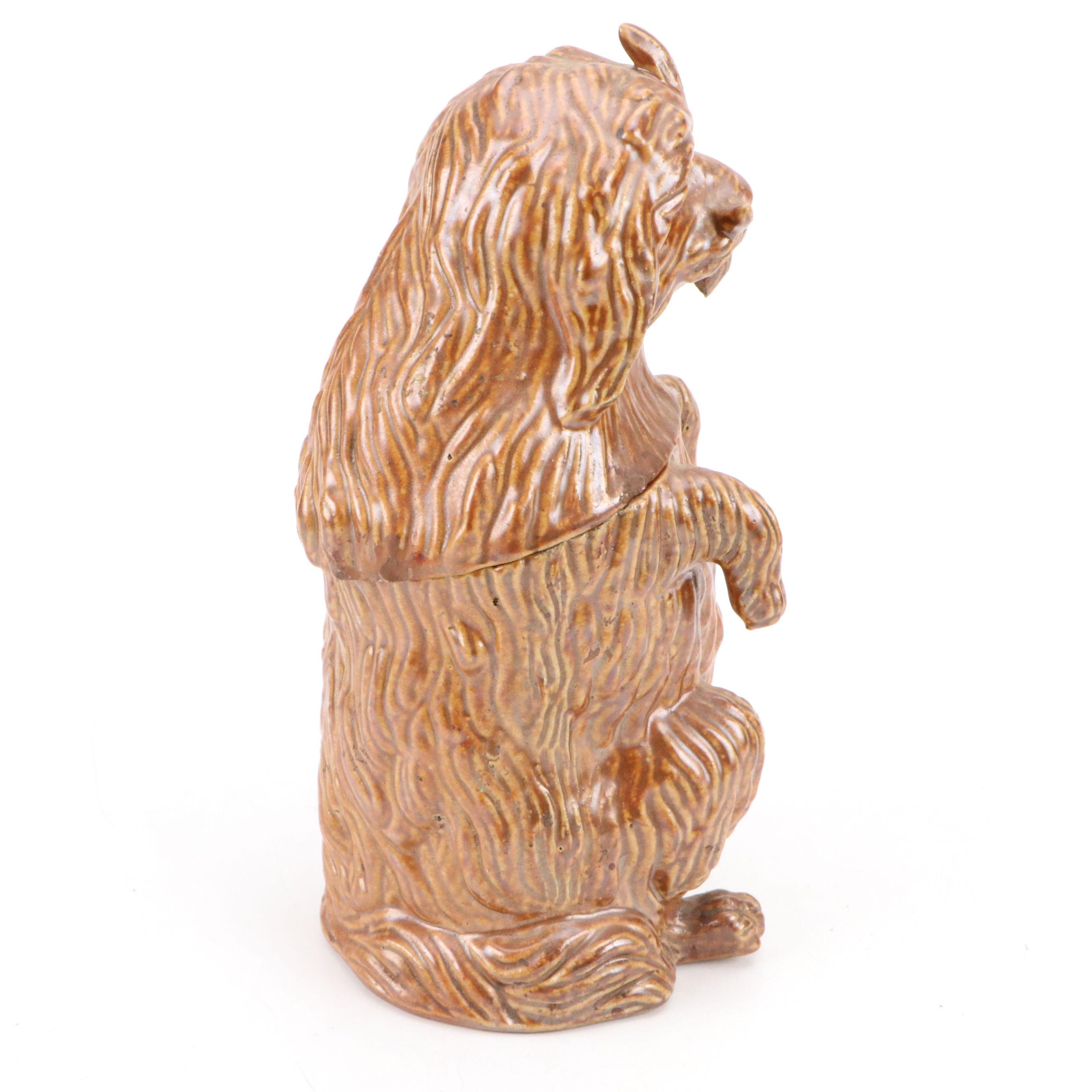 Bennington Rockingham Glazed Dog-Shaped Tobacco Jar, 19th Century