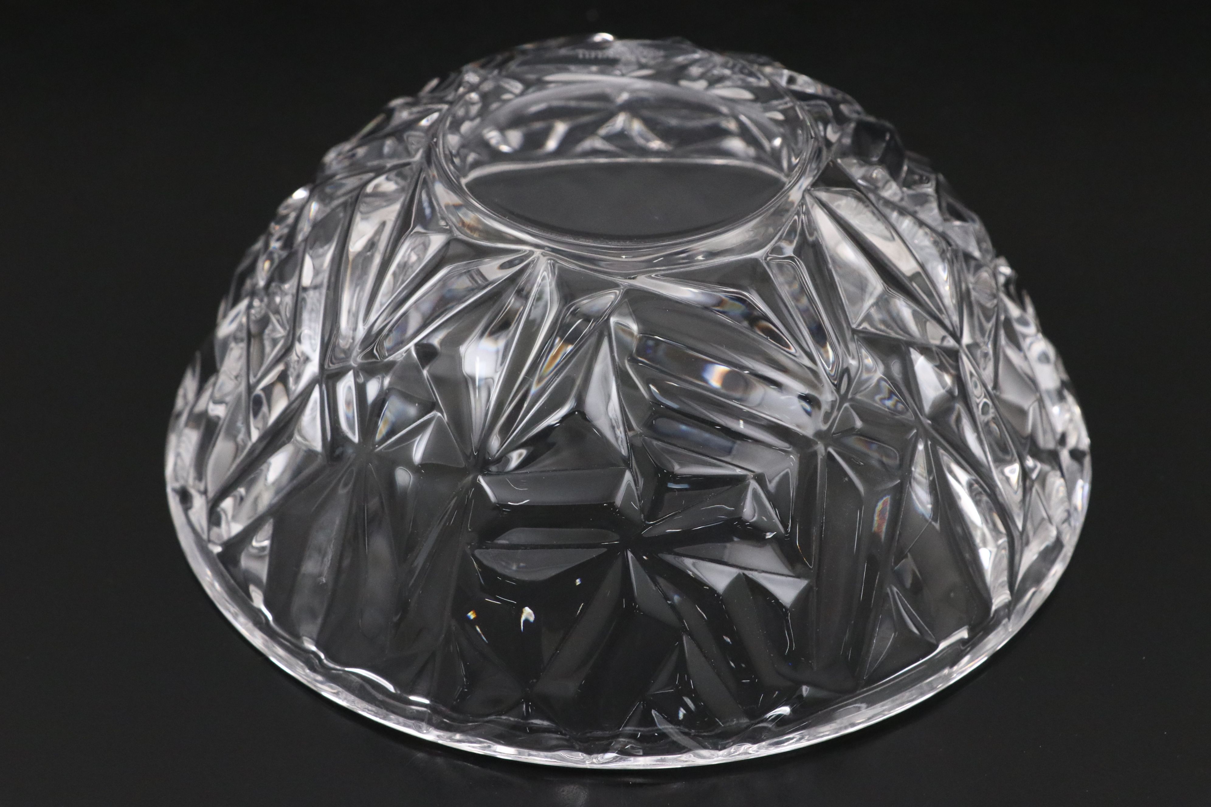 Tiffany & Co. "Rock Cut" Crystal Bowl with Baccarat "Massena" Candlestick Pair
