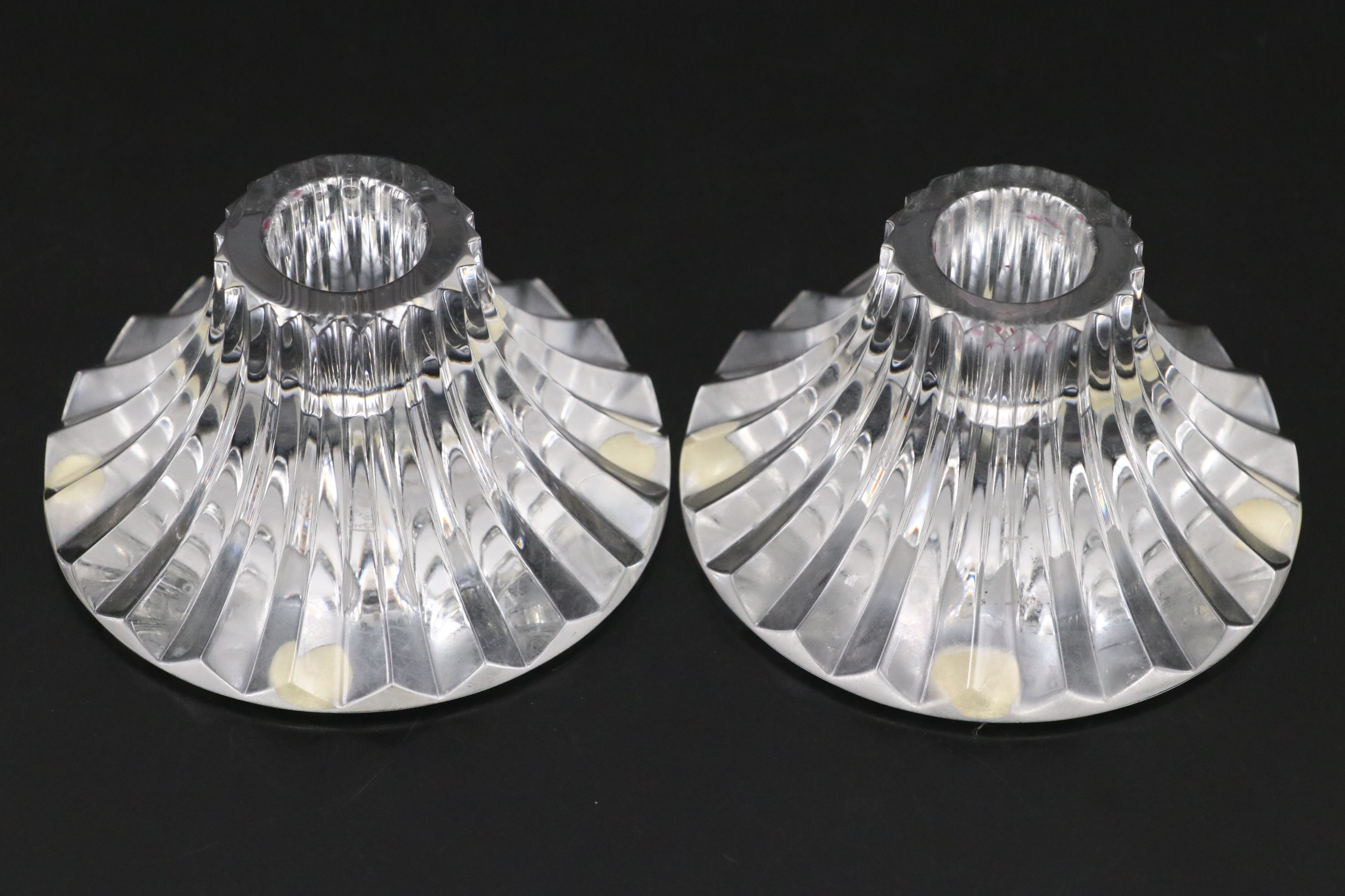 Tiffany & Co. "Rock Cut" Crystal Bowl with Baccarat "Massena" Candlestick Pair