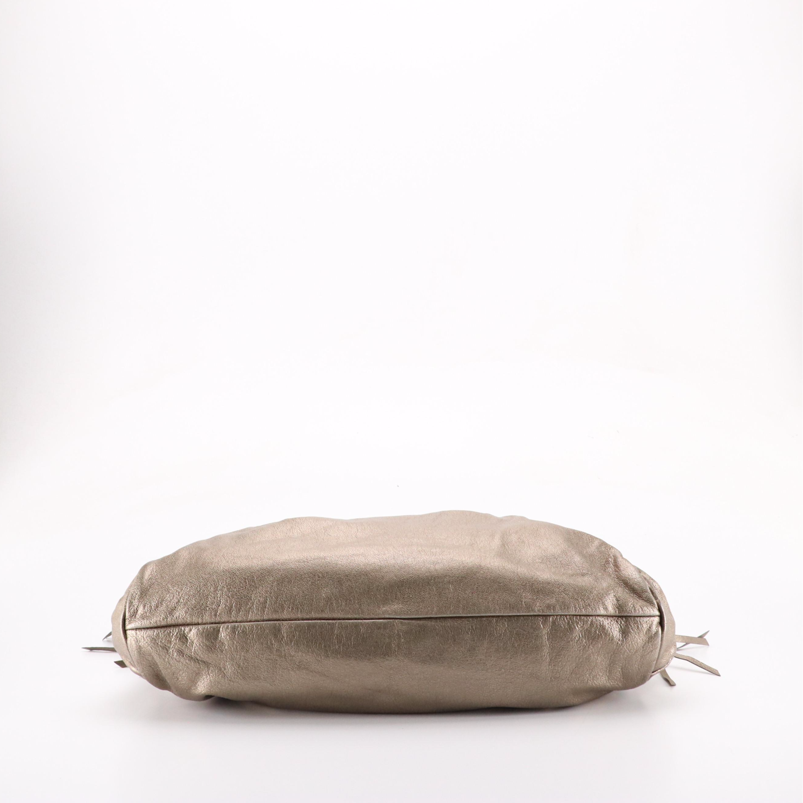 Salvatore Ferragamo Marisa Shoulder Bag in Metallic Pewter Calfskin Leather