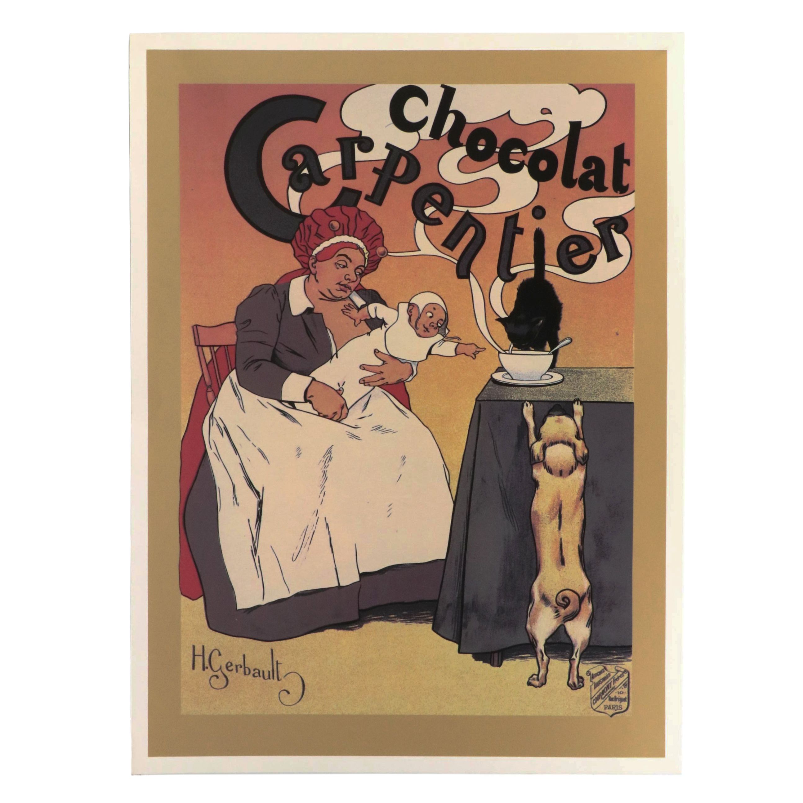 "Chocolat Carpentier" Serigraph Reproduction Poster After Henry Gerbault