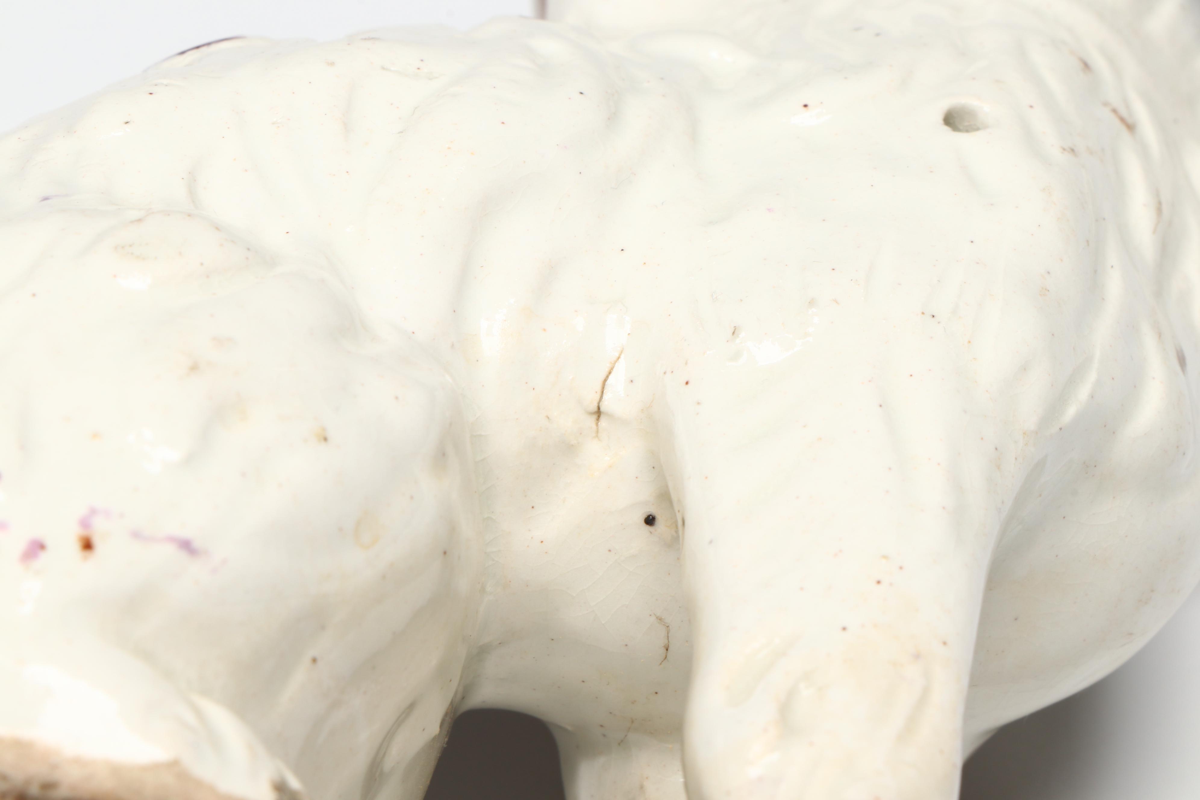 Pair of Staffordshire Copper Luster Spaniels, Late 19th/Early 20th Century