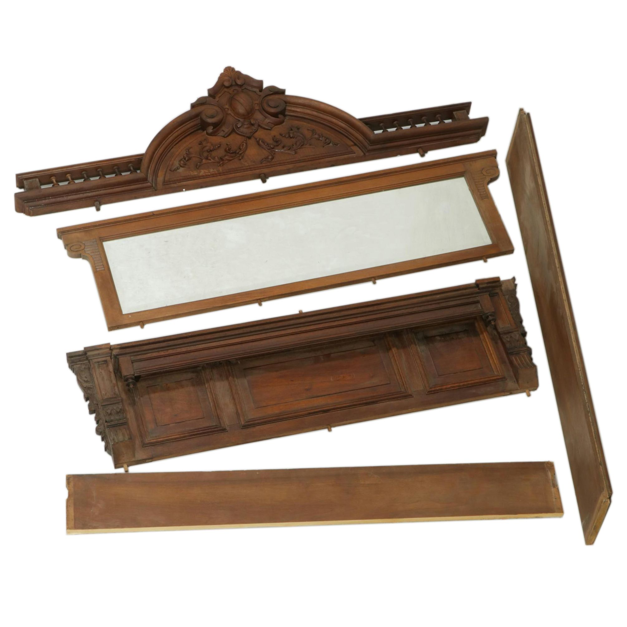 Carved Wood and Mirrored Door Architectural Salvage