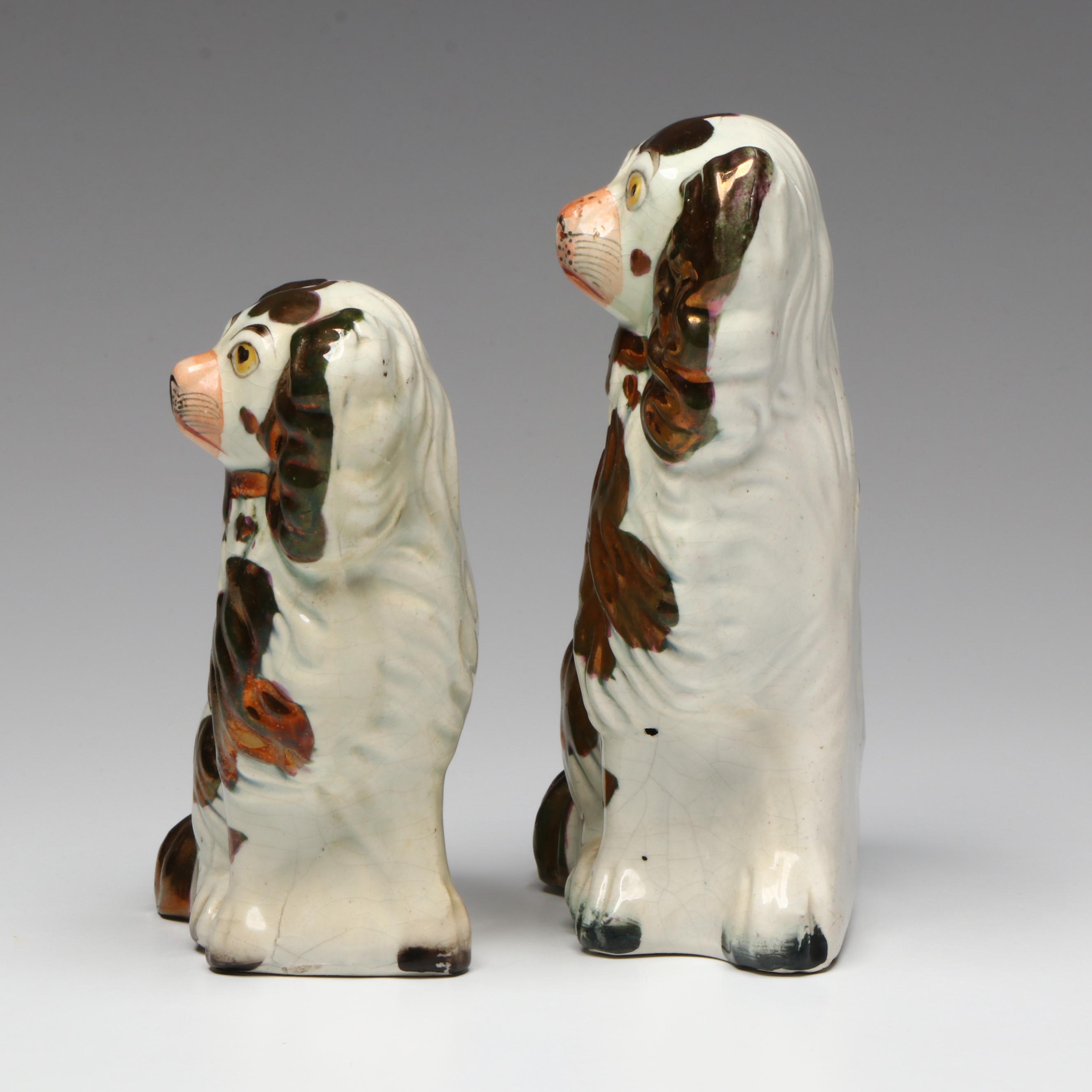 Staffordshire Copper Luster Spaniels, Late 19th Century