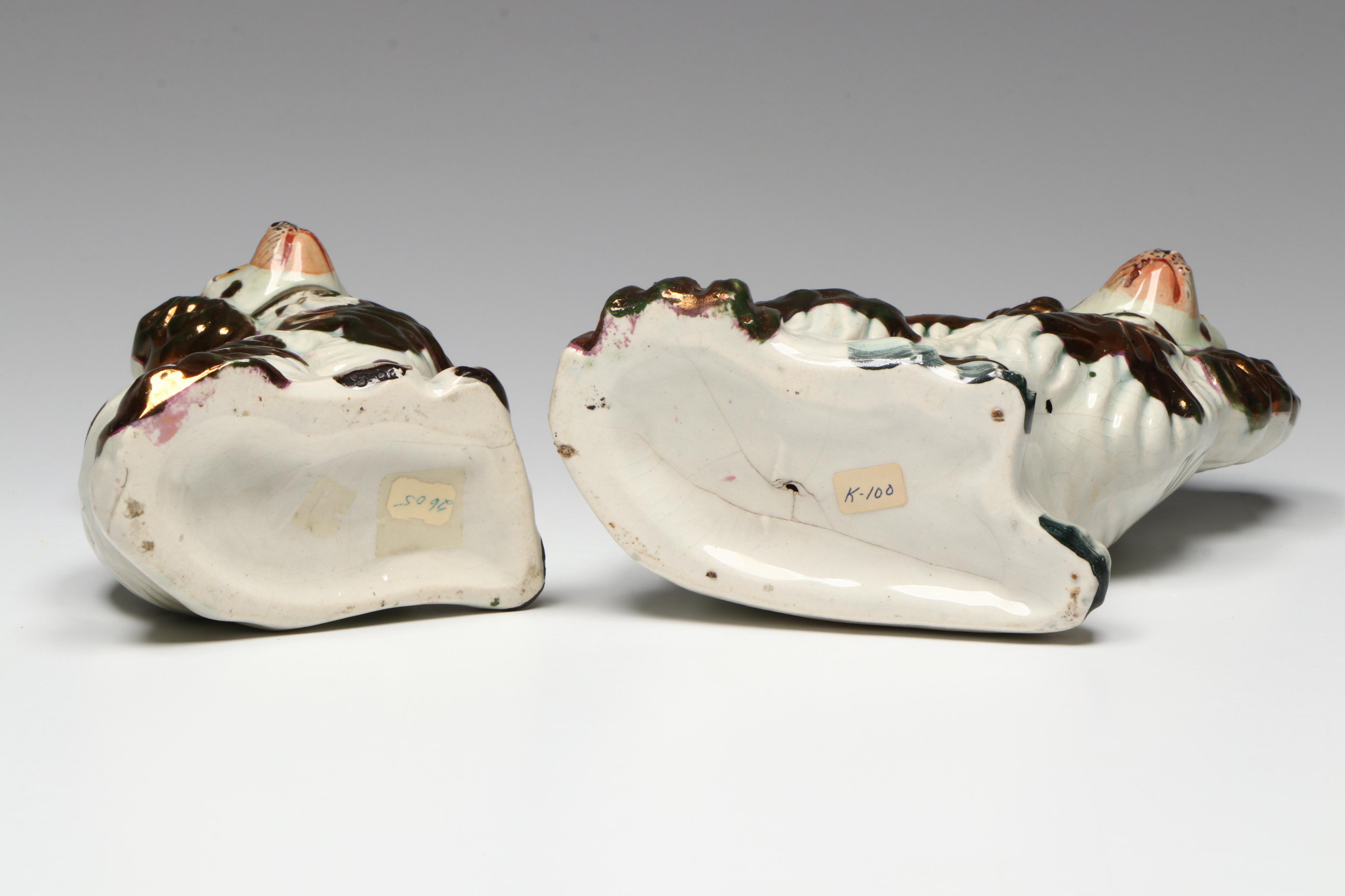 Staffordshire Copper Luster Spaniels, Late 19th Century