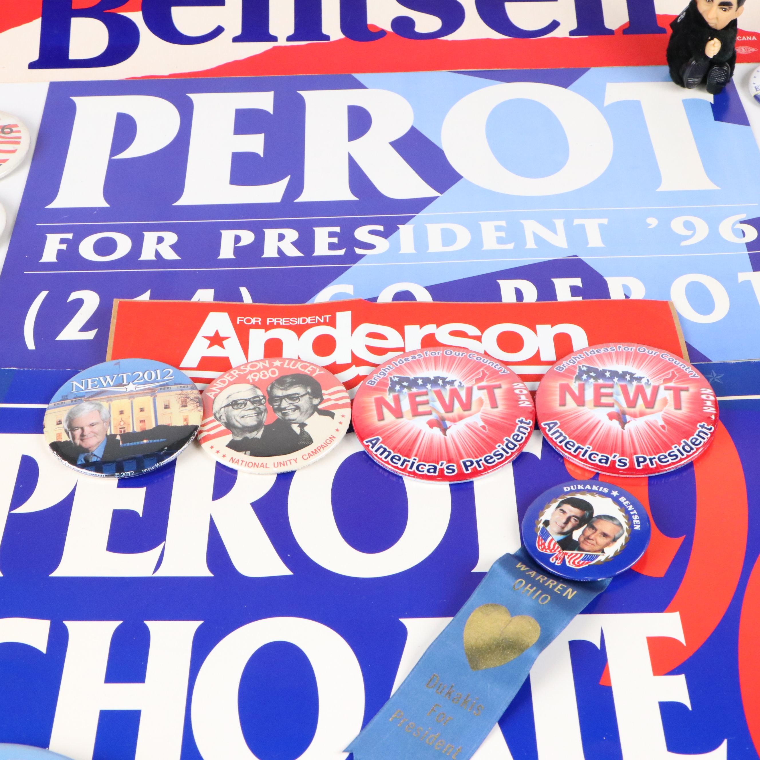 Michael Dukakis and Ross Perot Campaign Pinbacks, Posters and More