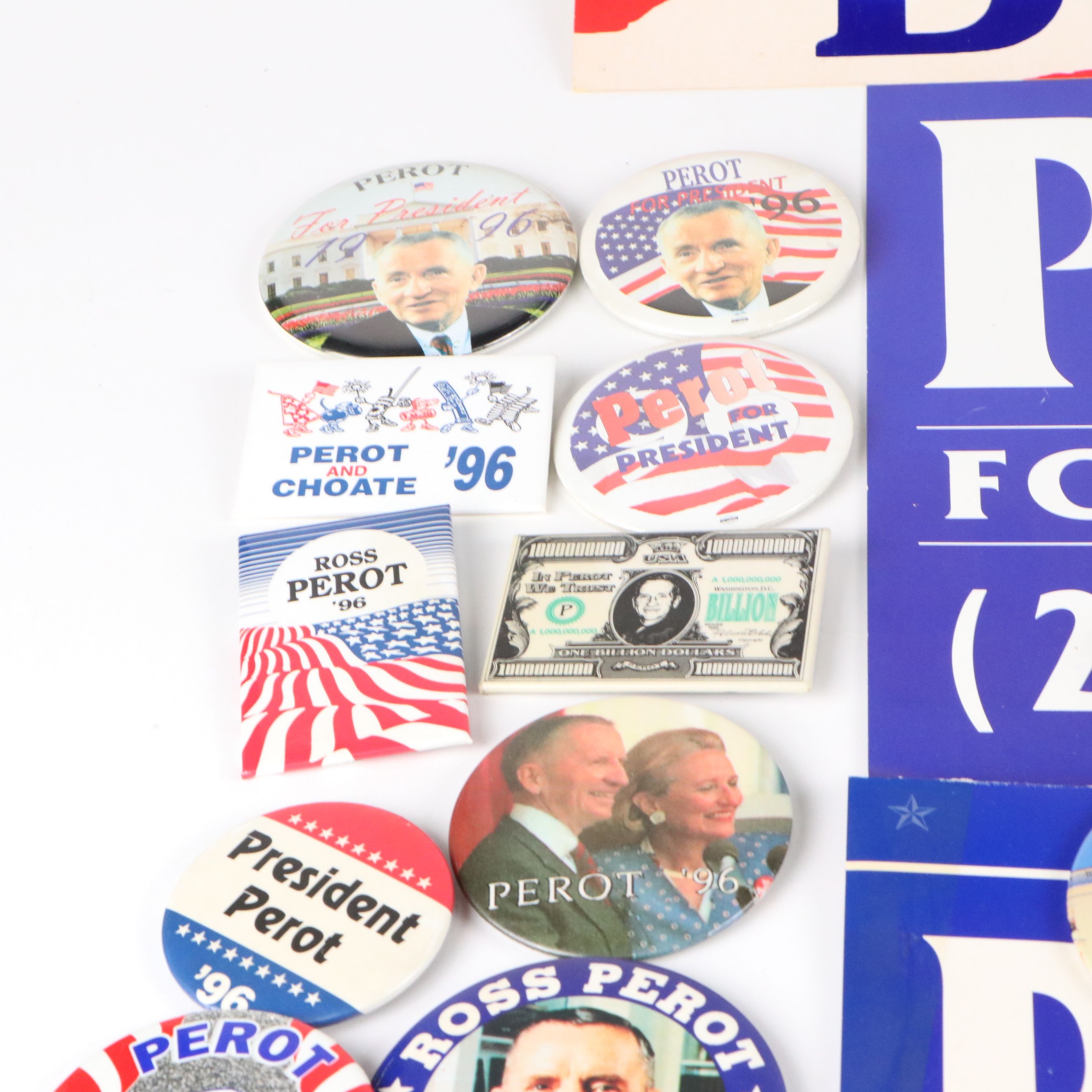 Michael Dukakis and Ross Perot Campaign Pinbacks, Posters and More