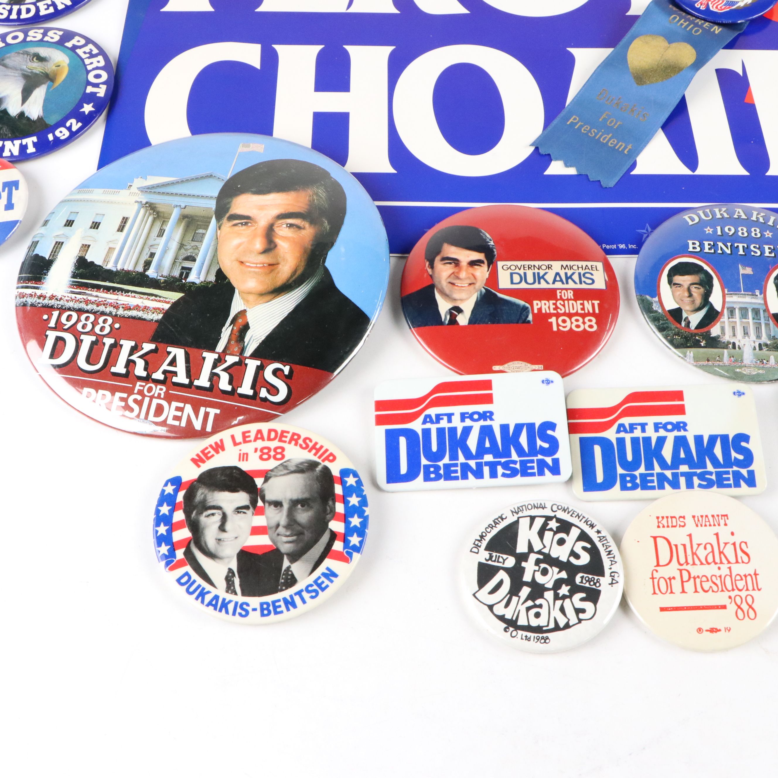 Michael Dukakis and Ross Perot Campaign Pinbacks, Posters and More