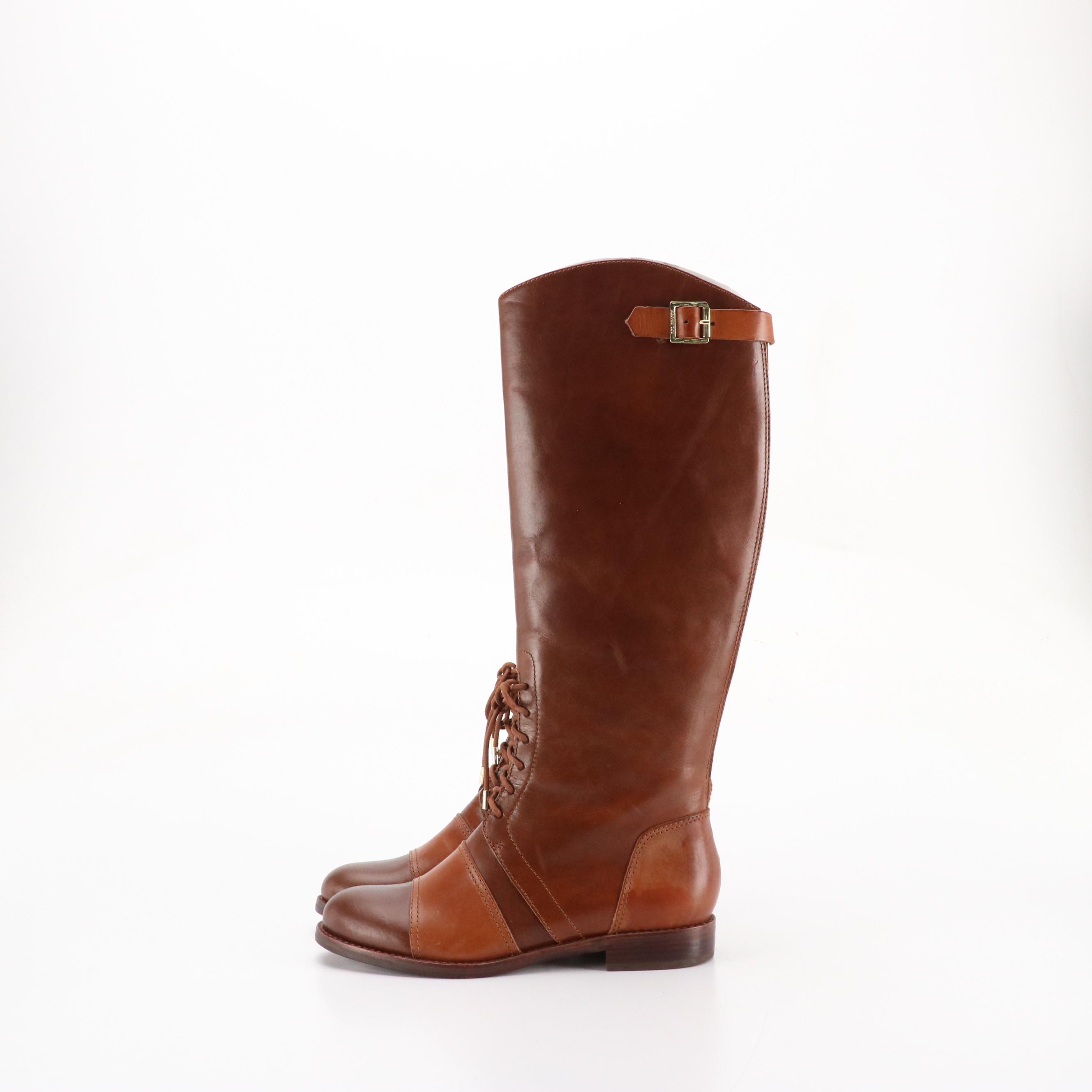 Rachel Zoe Lacing Detail Riding Boots in Leather