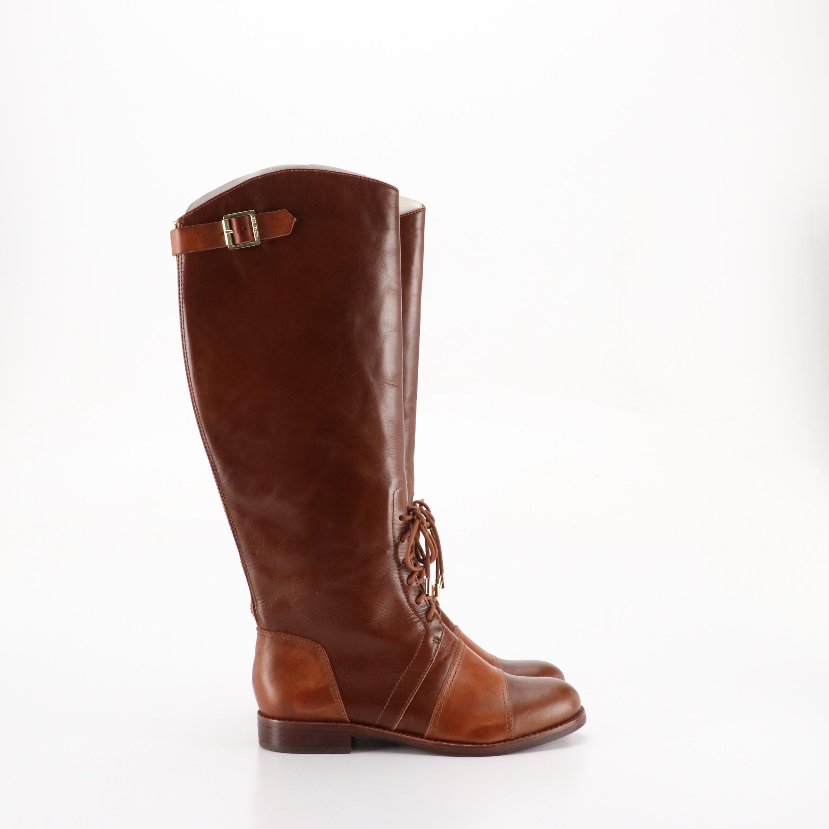 Rachel Zoe Lacing Detail Riding Boots in Leather