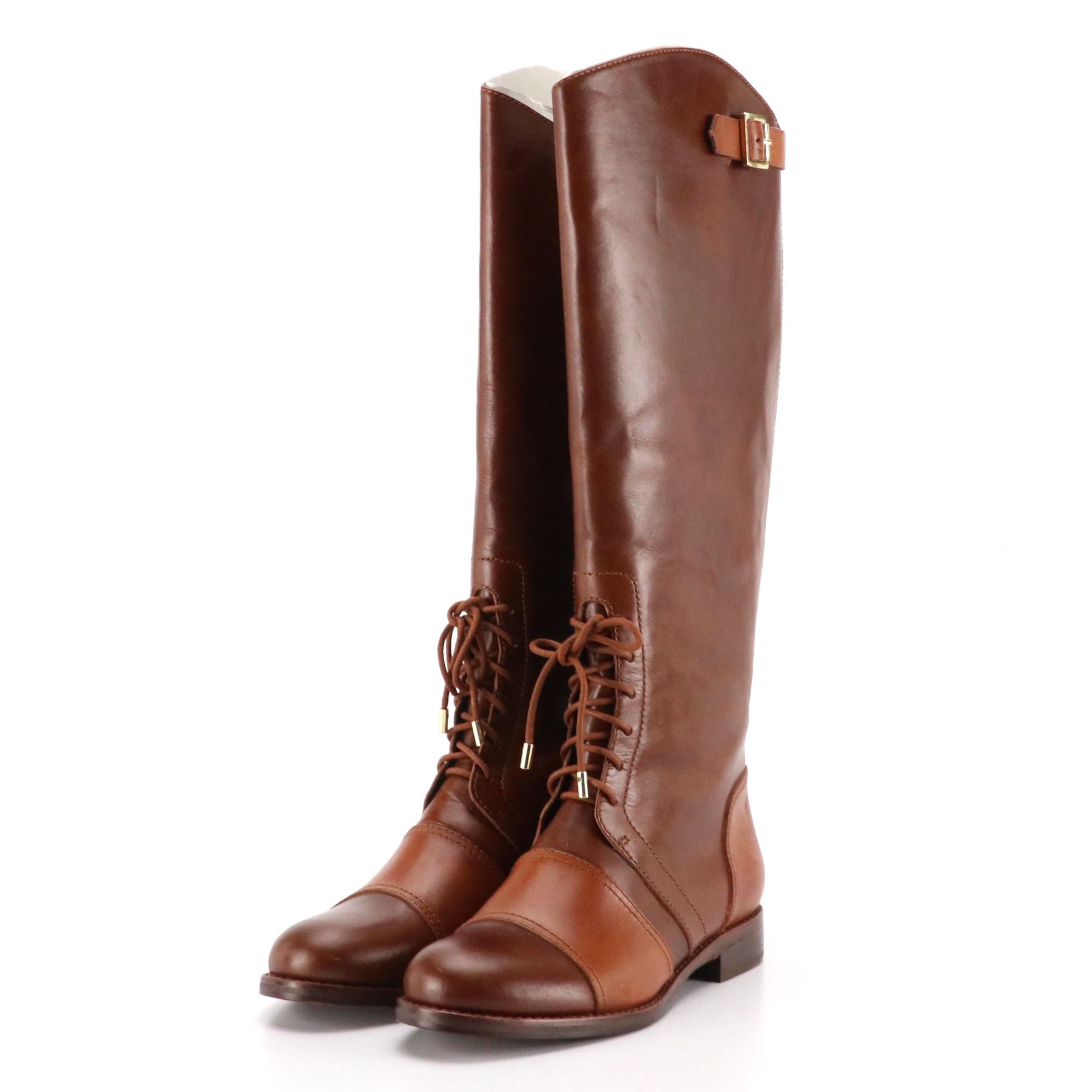 Rachel Zoe Lacing Detail Riding Boots in Leather