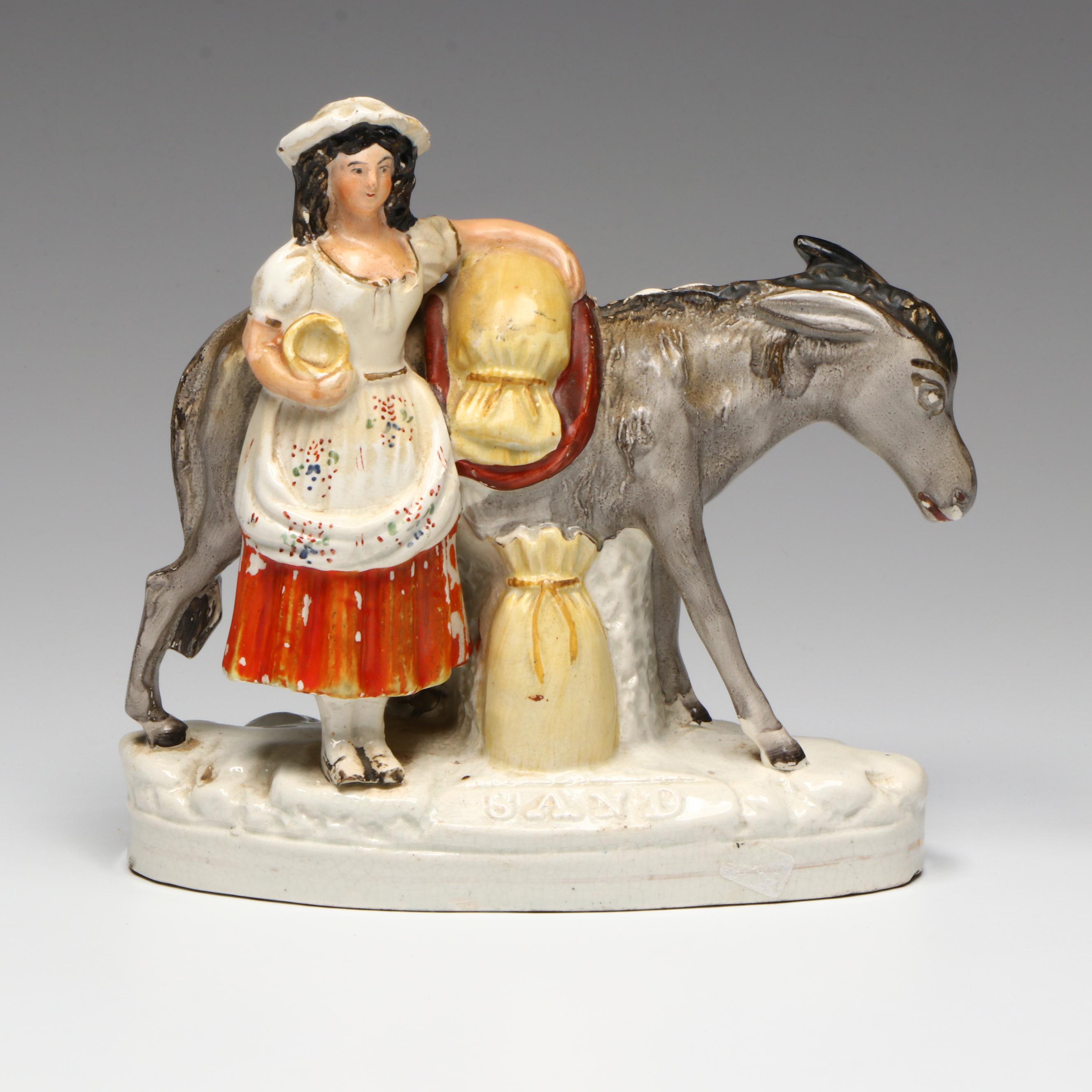 Staffordshire Sand Vendor Figurine, 19th Century